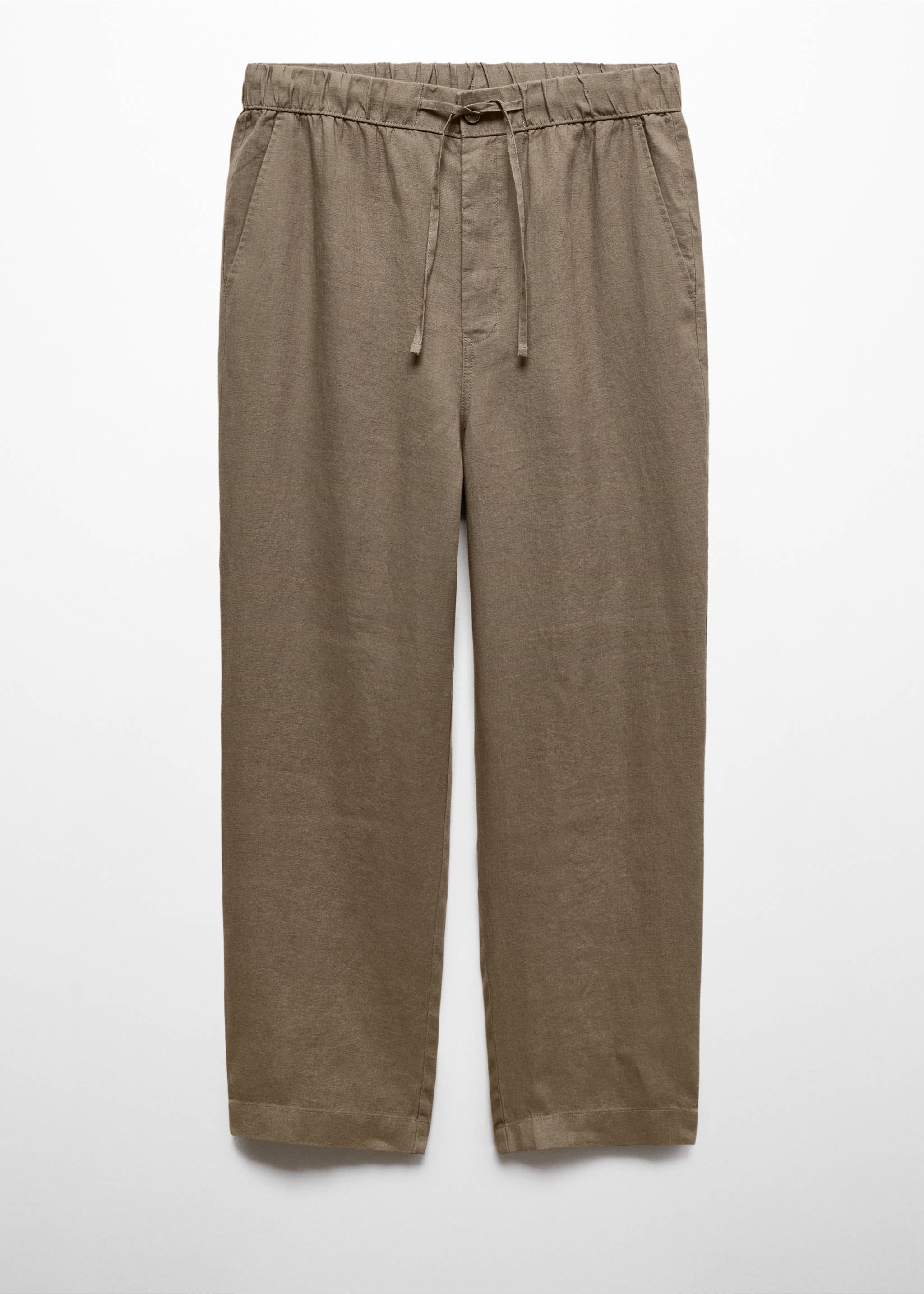 100% linen trousers with drawstring - Article without model, Khaki. Ref: 67047684-00.