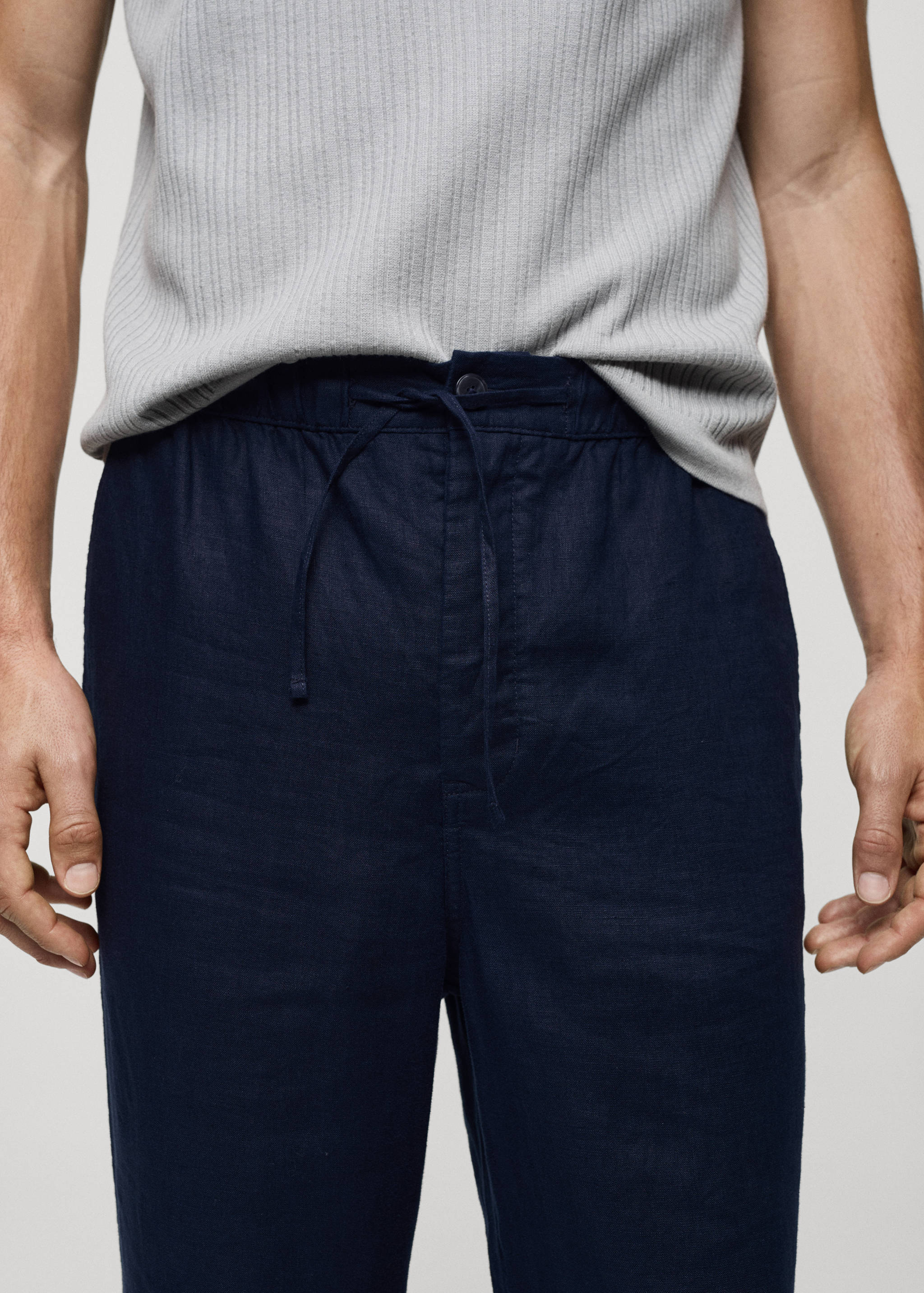 100% linen trousers with drawstring - Details of the article 1