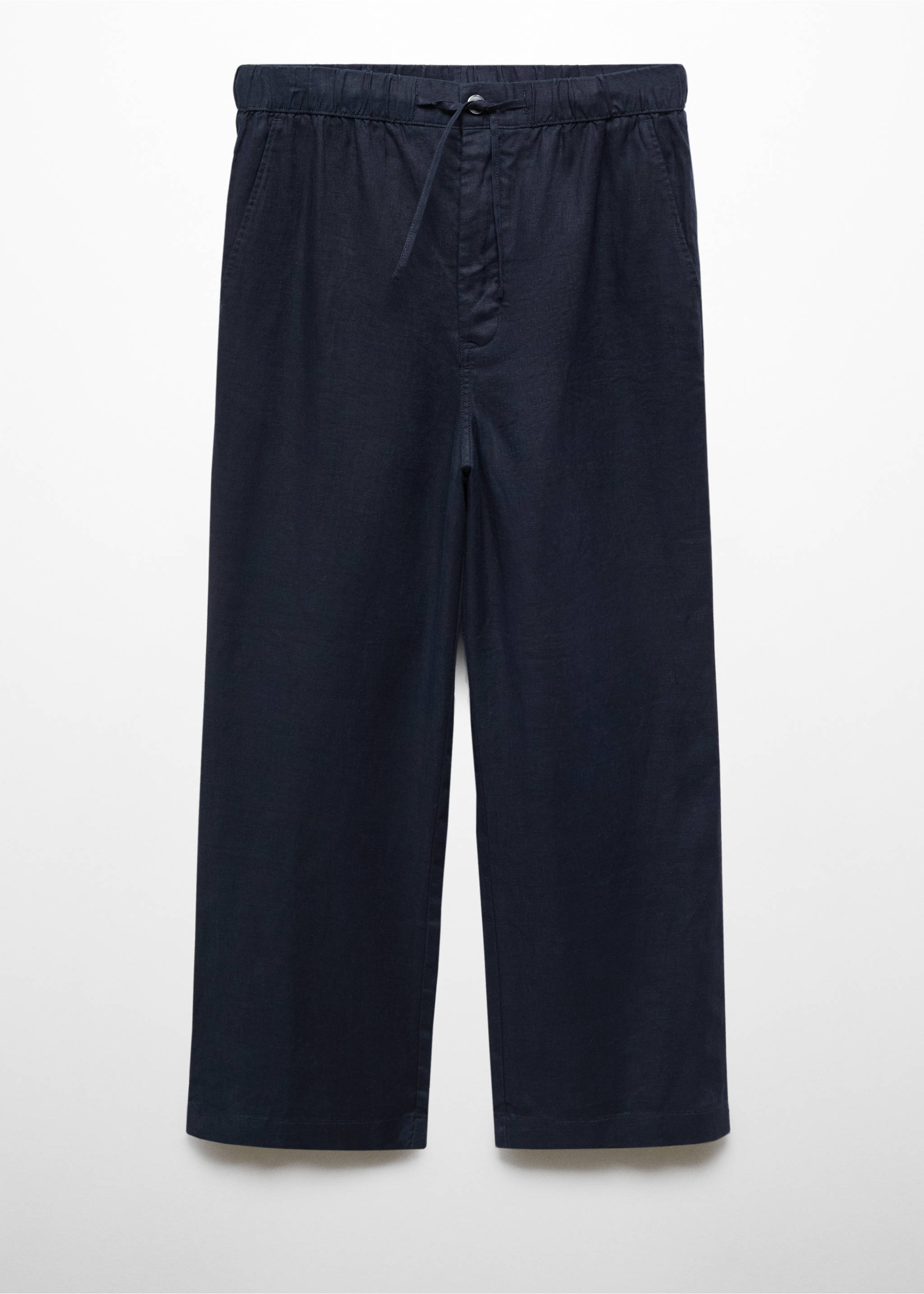 100% linen pants with drawstring - Article without model, Navy. Ref: 67047684-00.