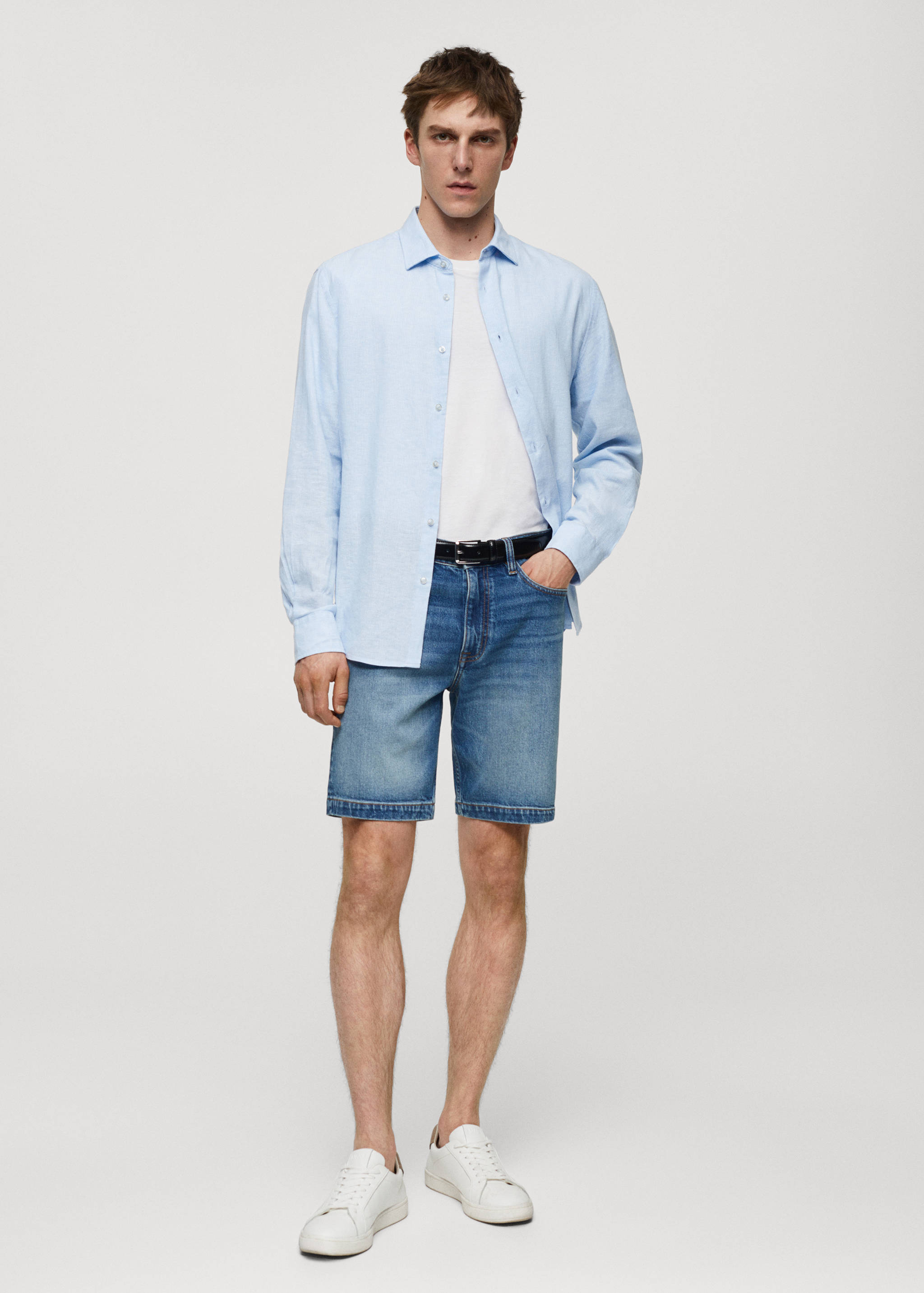 Regular-fit denim bermuda shorts - General plane