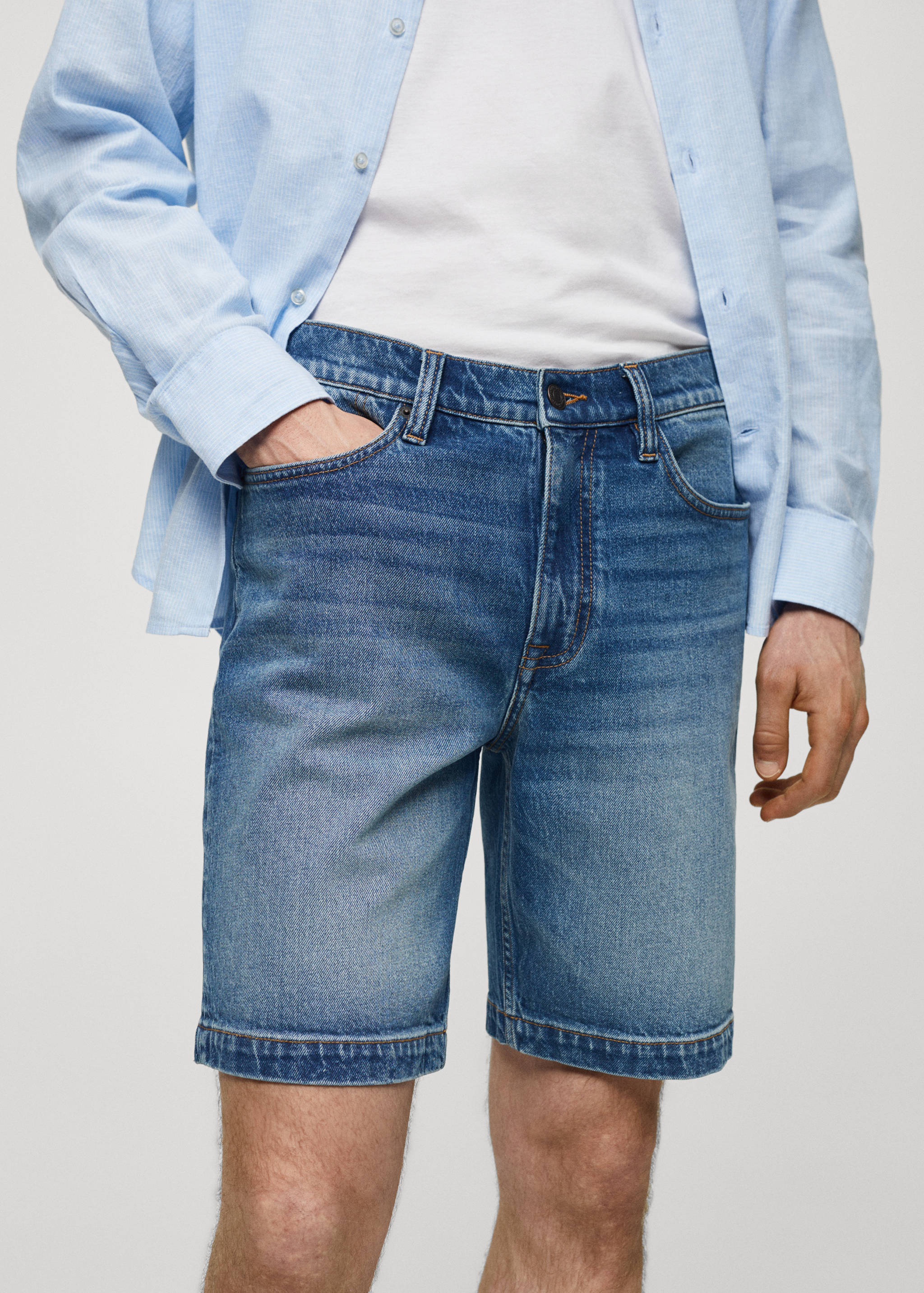 Regular-fit denim bermuda shorts - Details of the article 1
