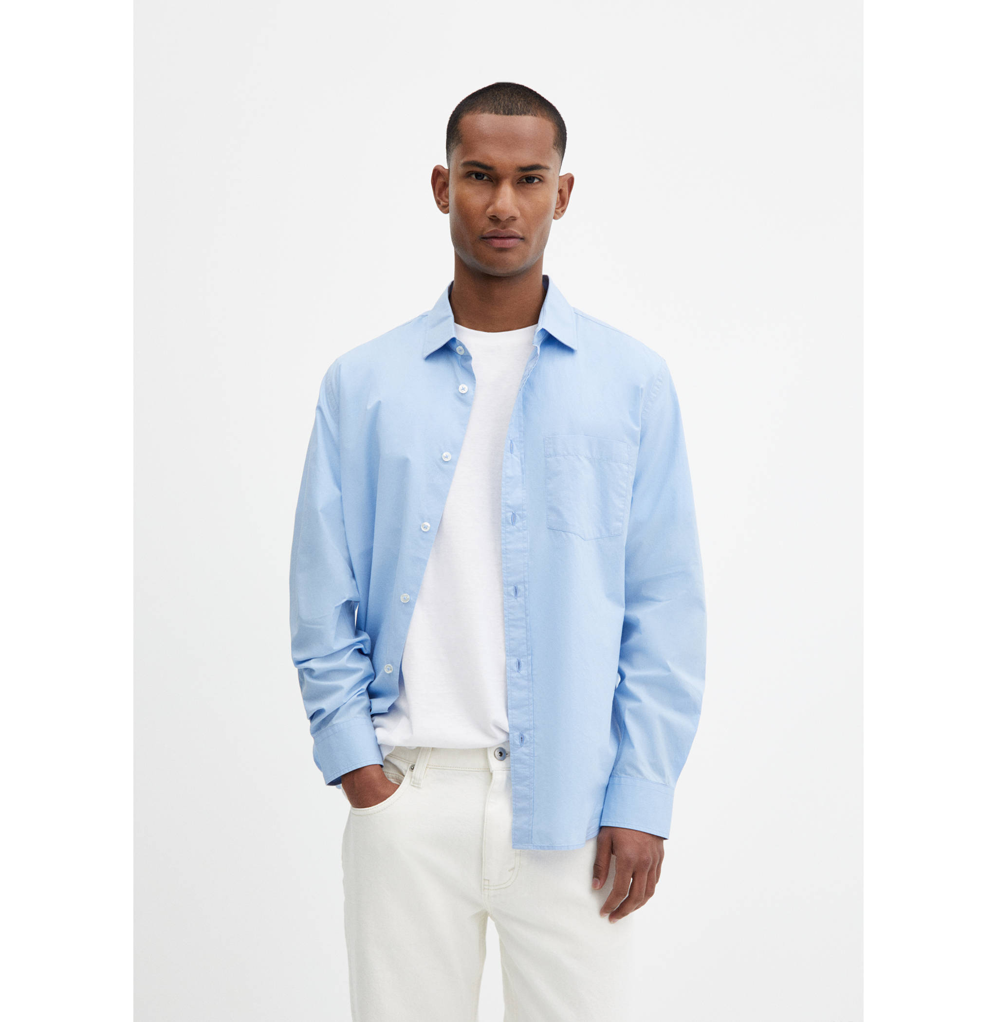 Chemise regular-fit 100 % coton poche - Plan moyen