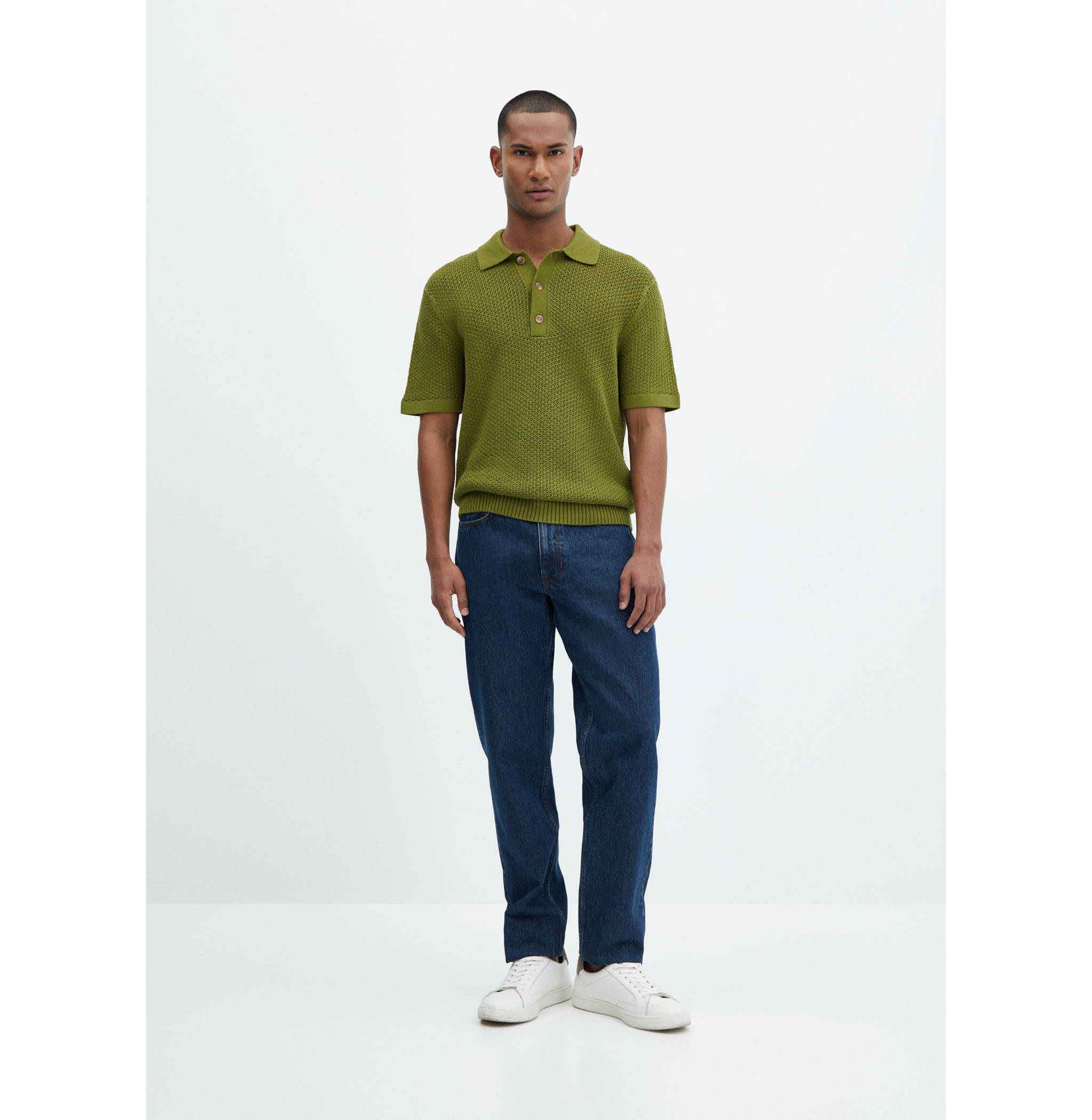 Braided knit polo shirt - General plane