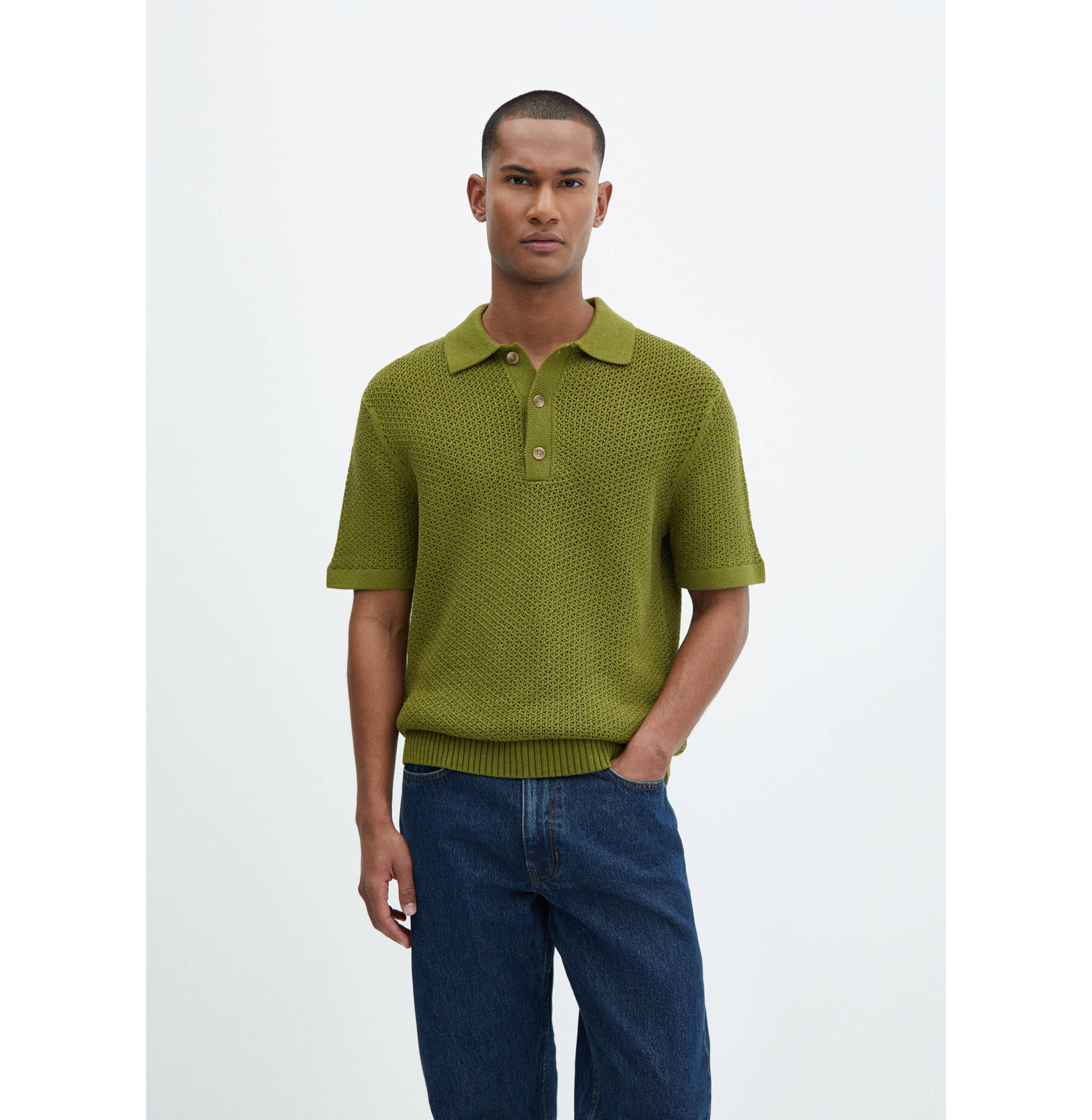 Braided knit polo shirt - Medium plane
