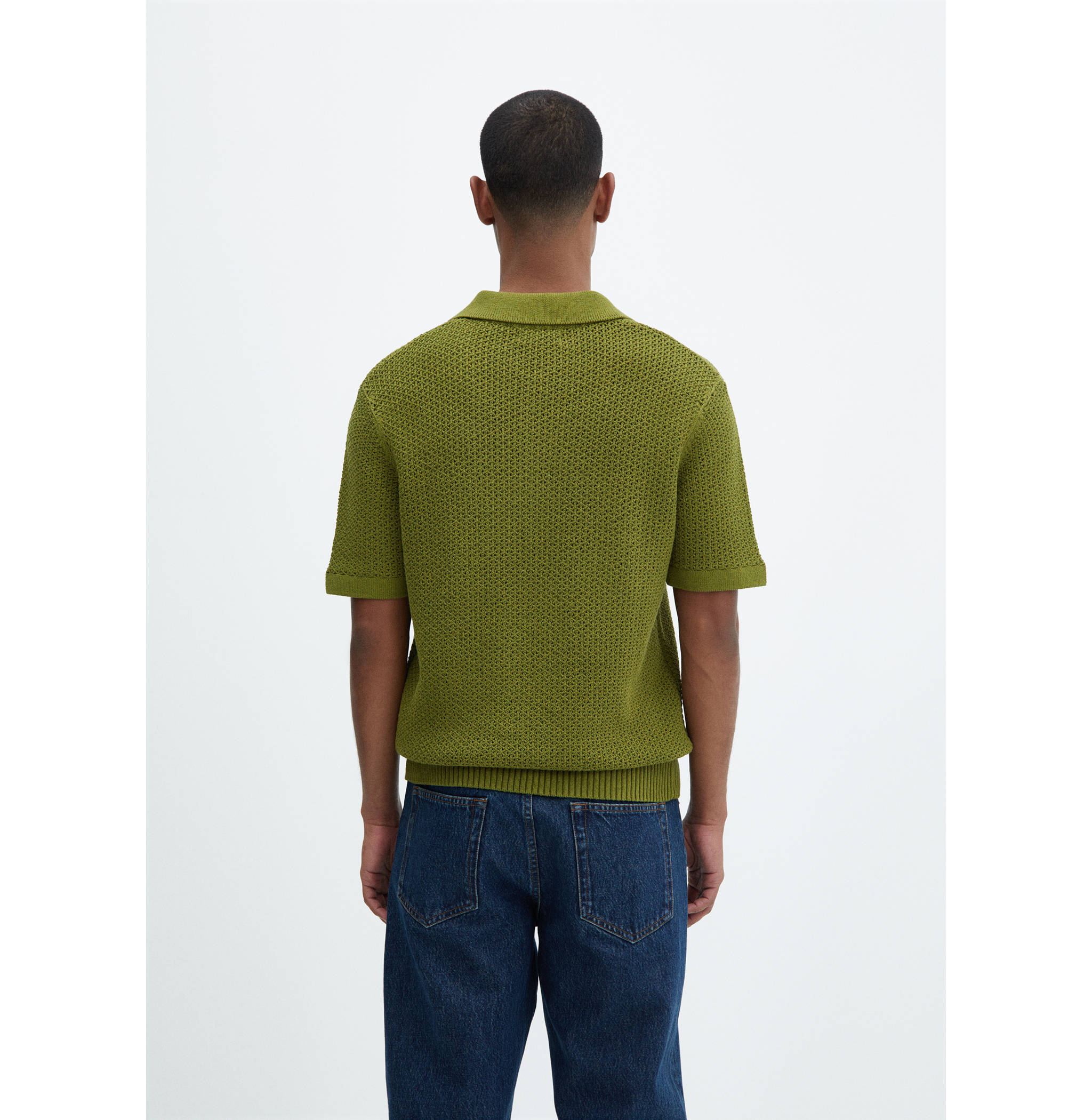 Braided knit polo shirt - Reverse of the article