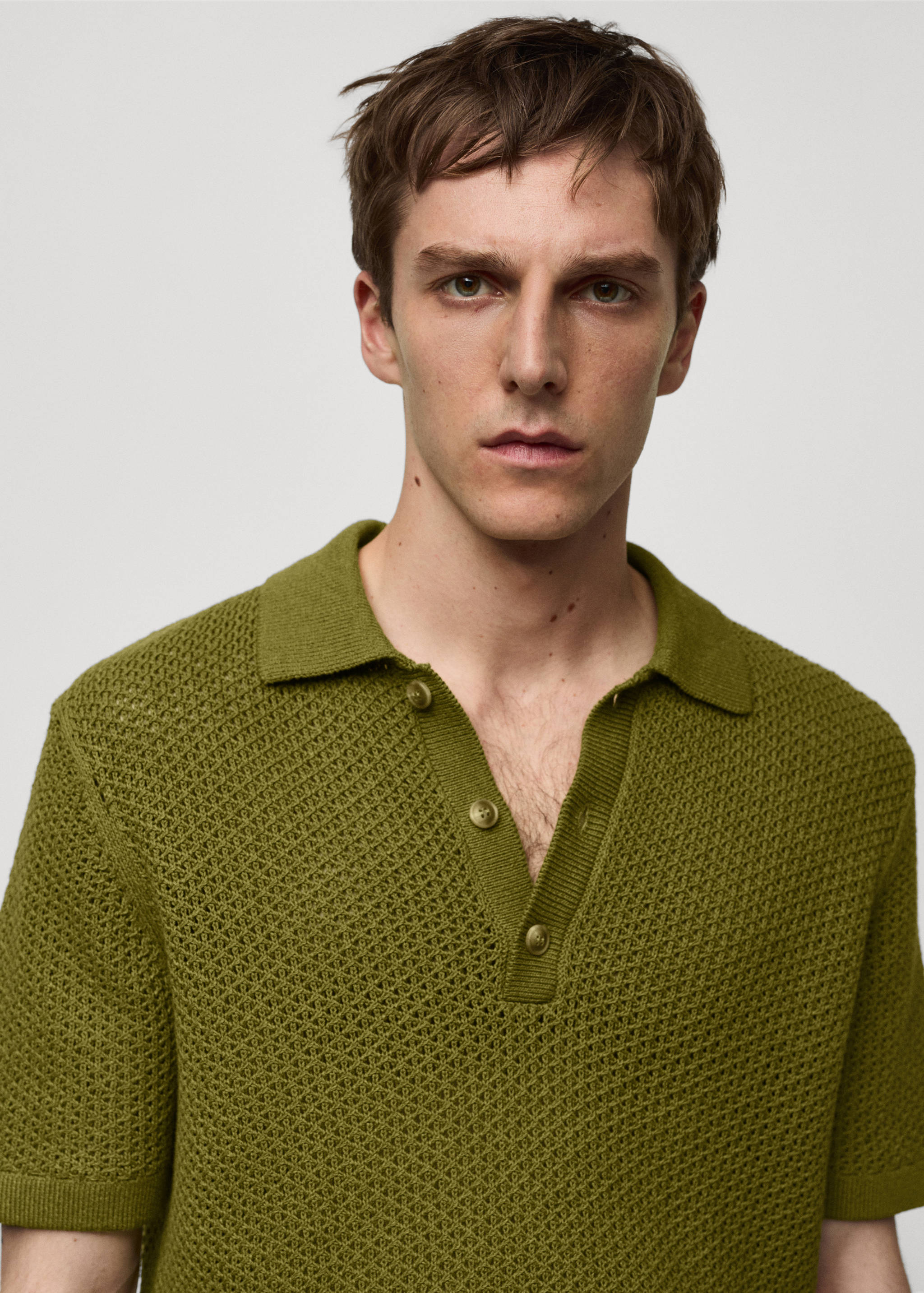 Braided knit polo shirt - Details of the article 1