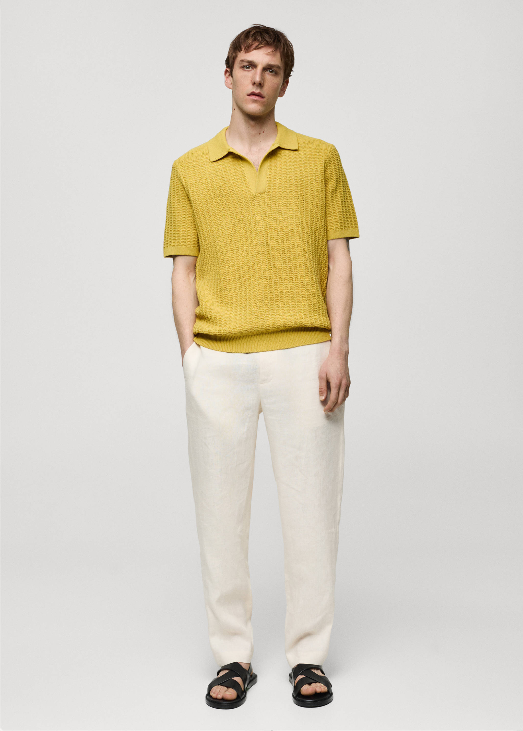 Braided knit polo shirt - General plane