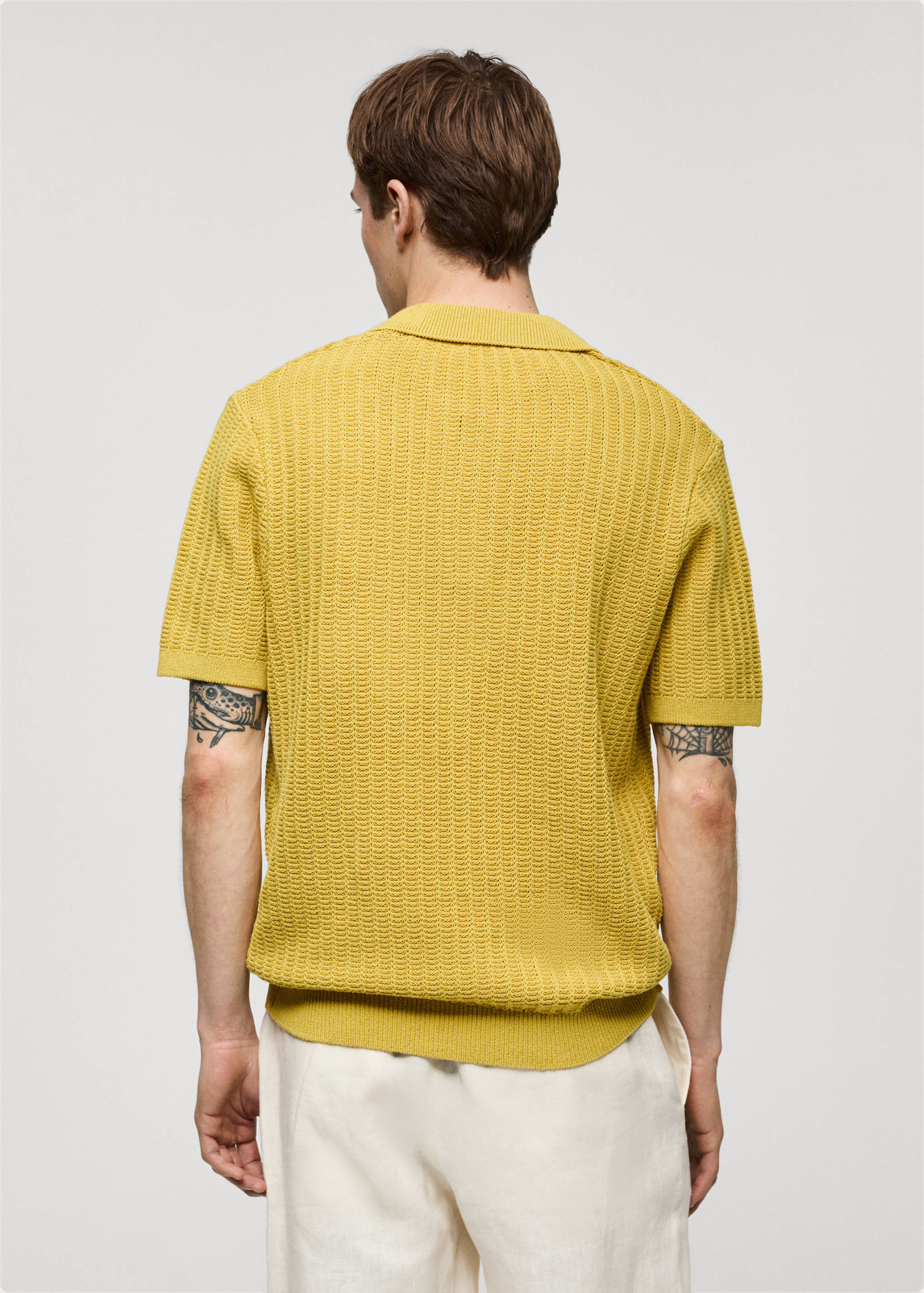 Braided knit polo shirt - Reverse of the article
