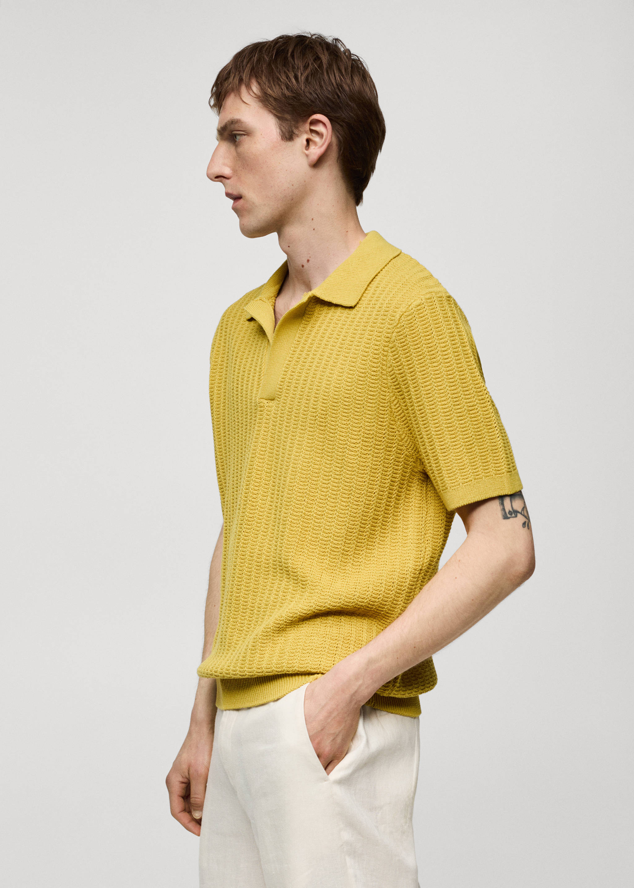 Braided knit polo shirt - Details of the article 1