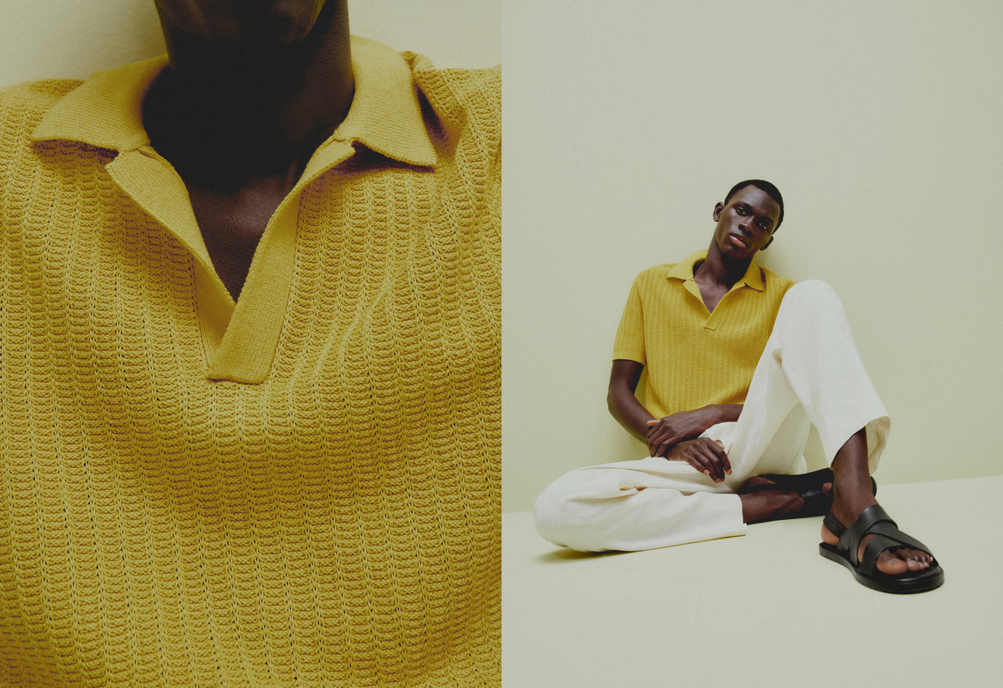 Braided knit polo shirt - Panoramic plane
