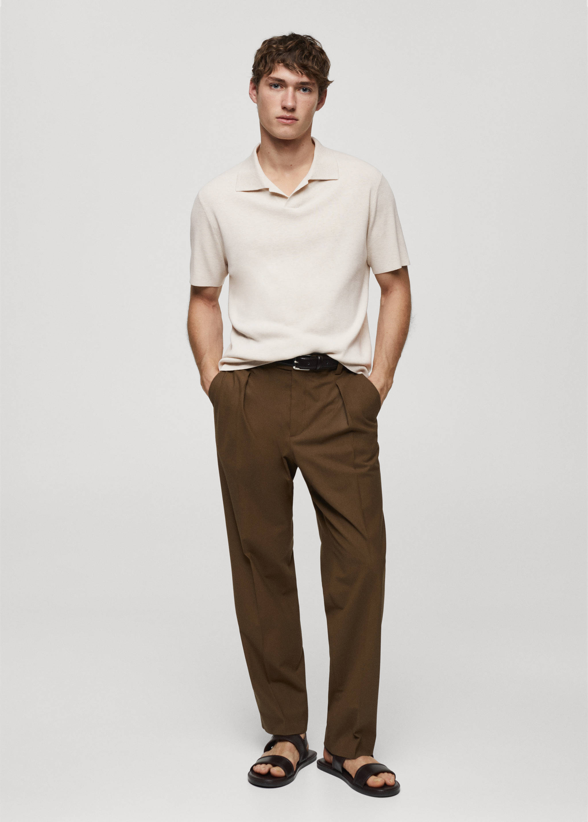 Fine-knit cotton polo shirt - General plane