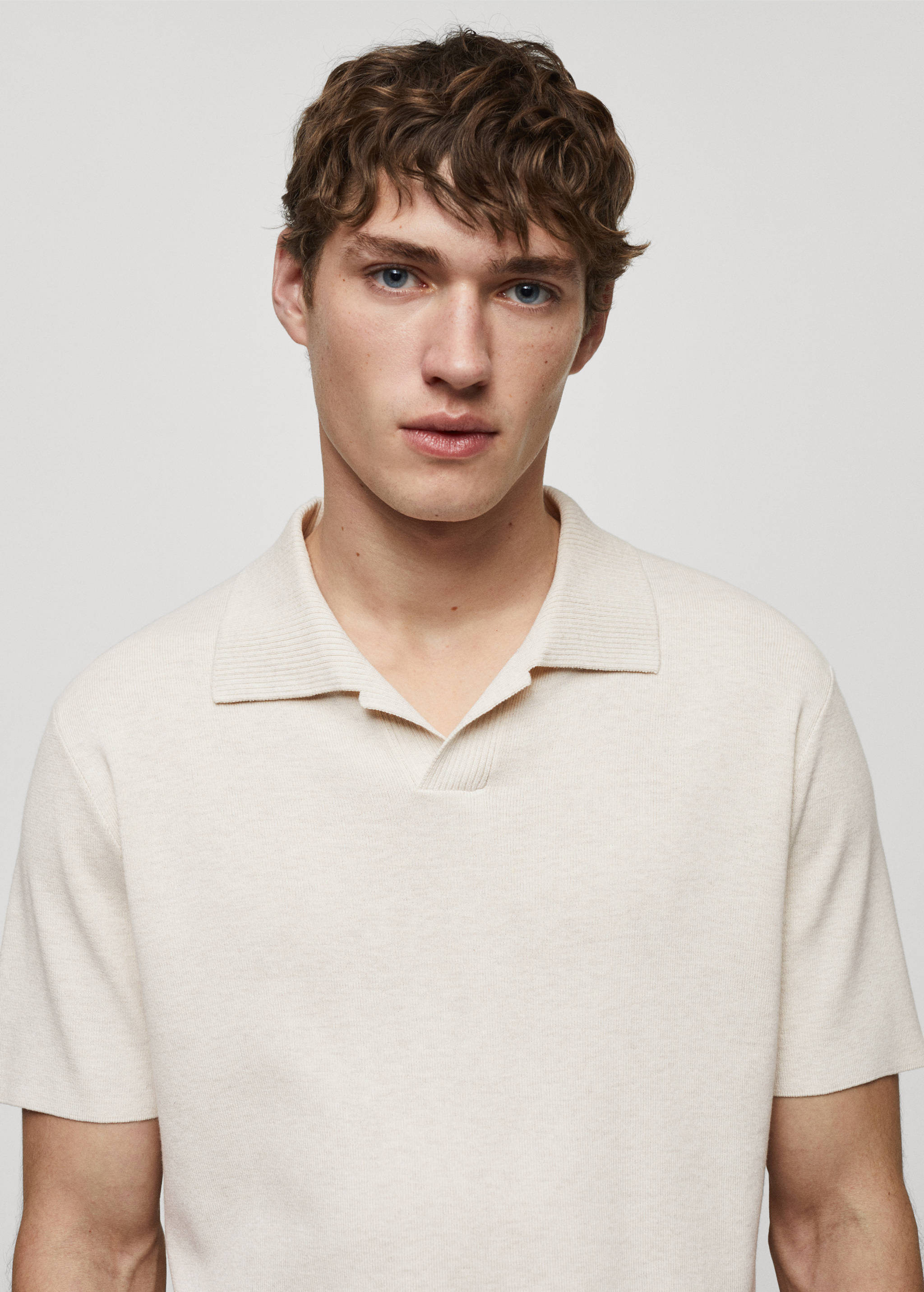 Fine-knit cotton polo shirt - Details of the article 1