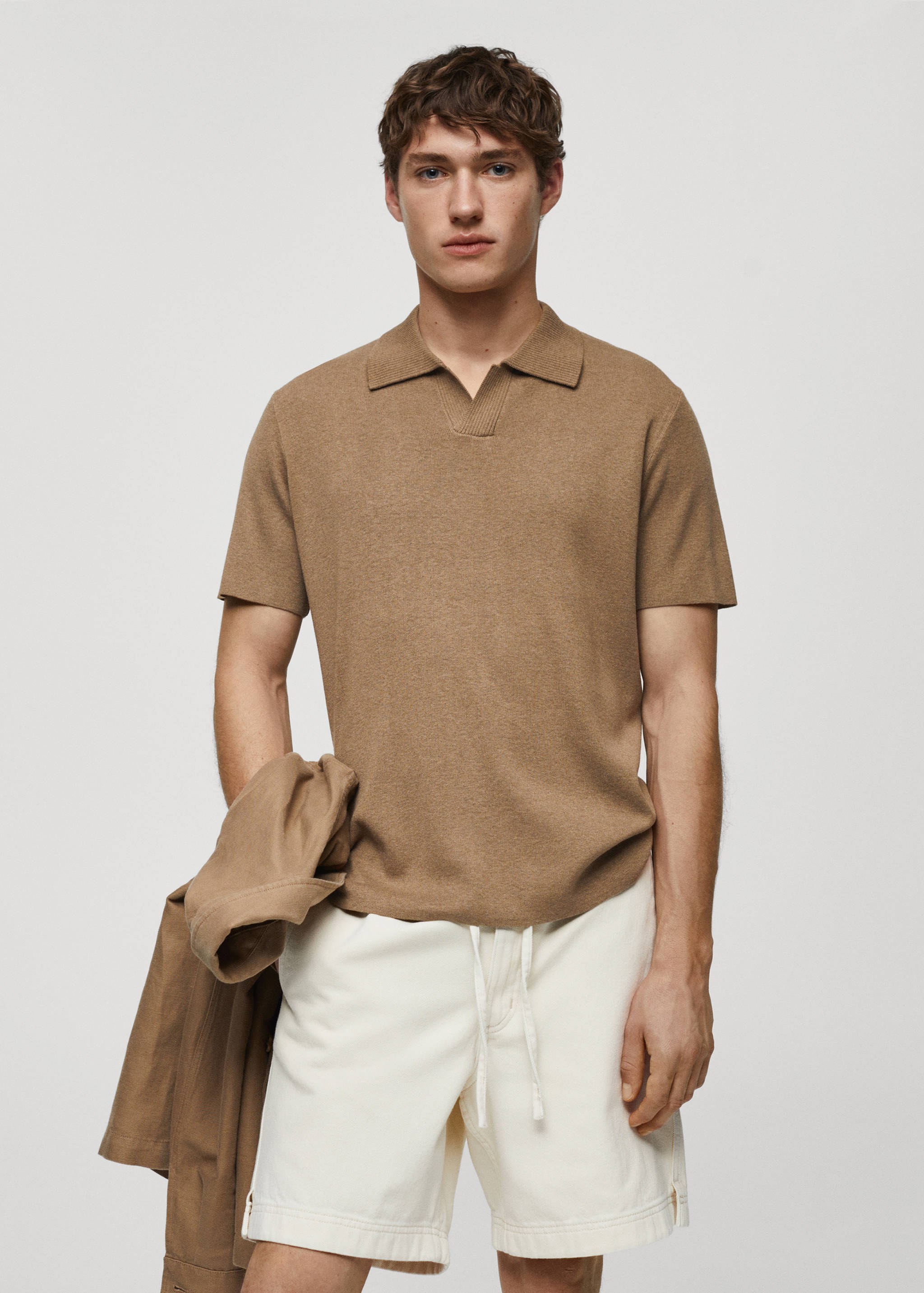 Fine-knit cotton polo shirt - Medium plane