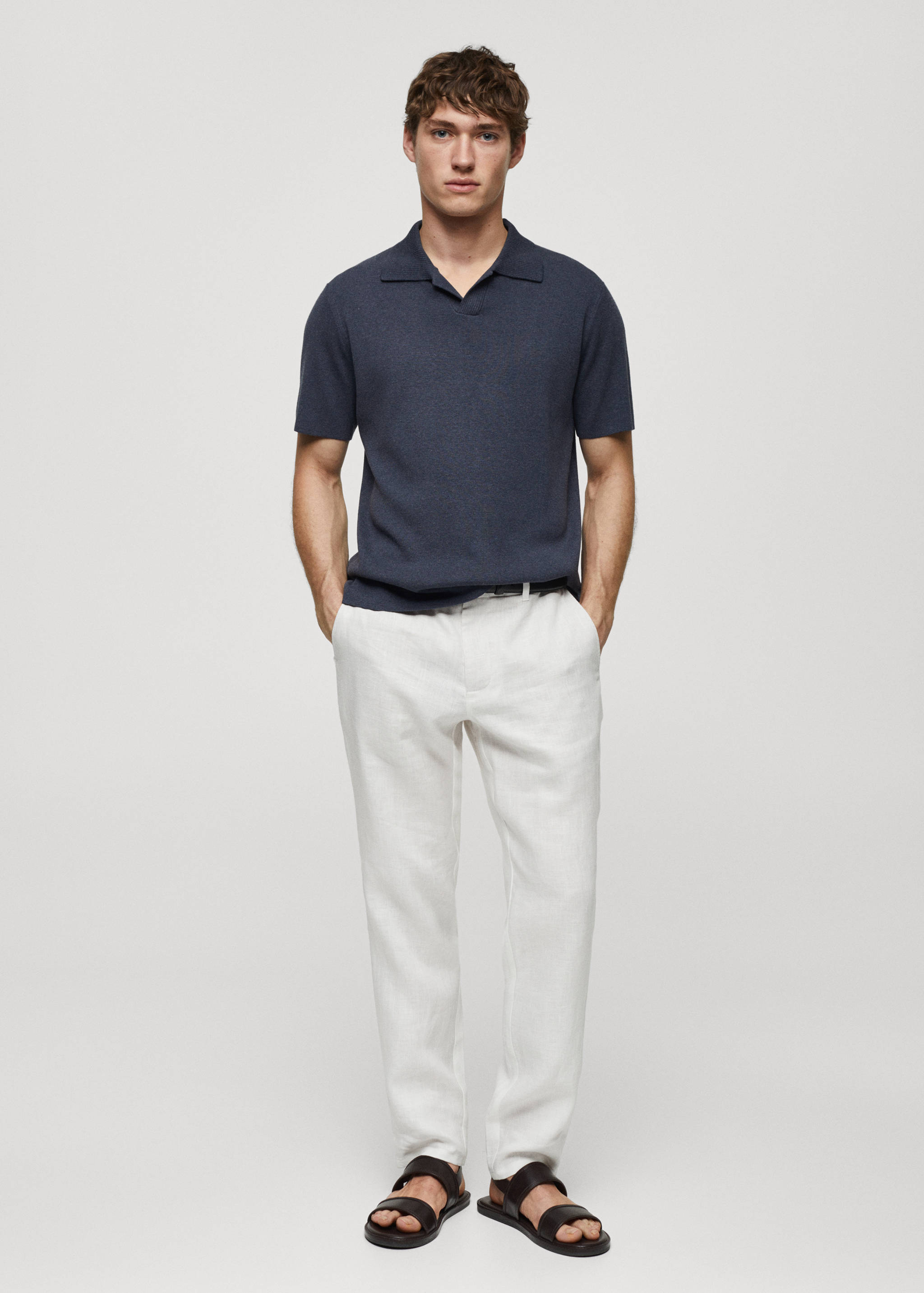 Fine-knit cotton polo shirt - General plane