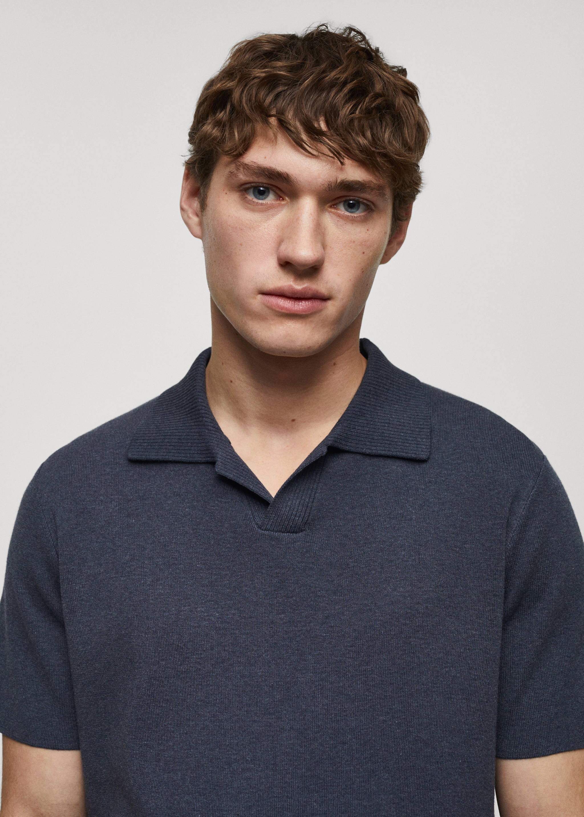 Fine-knit cotton polo shirt - Details of the article 1