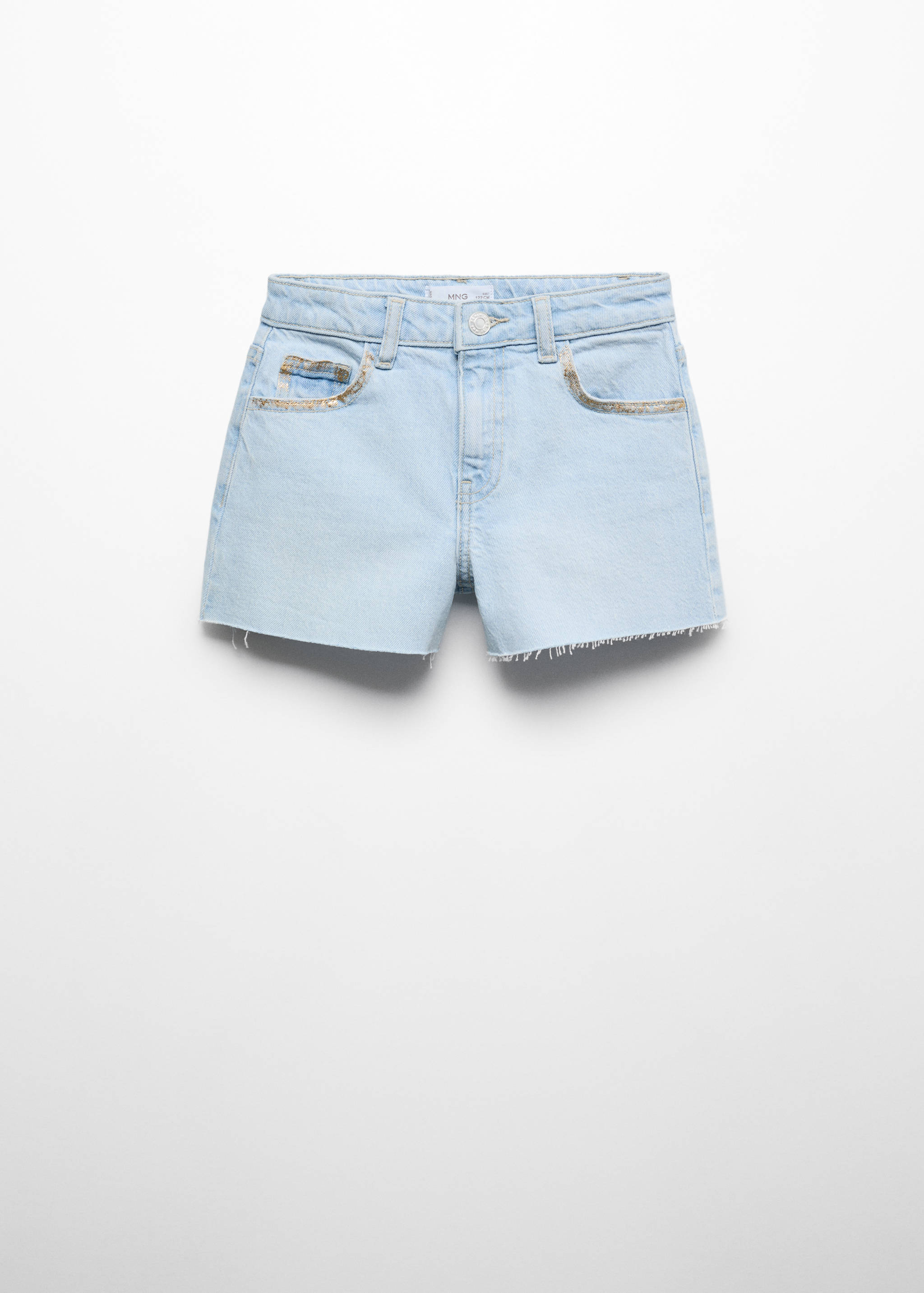 Denim shorts with frayed hem - Article without model