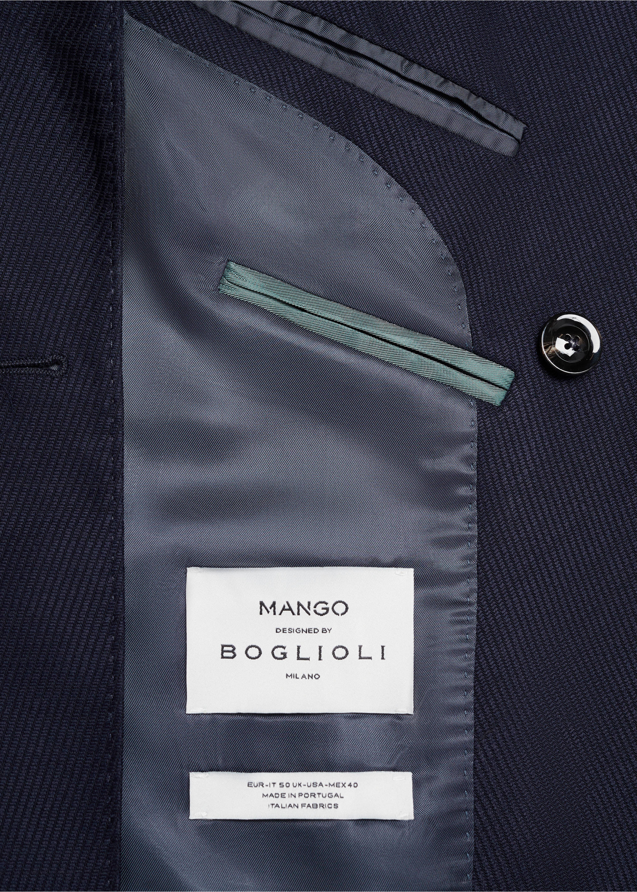 100% virgin wool twill double-breasted jacket - Details of the article 0, Dark Navy. Ref: 67048268-00.
