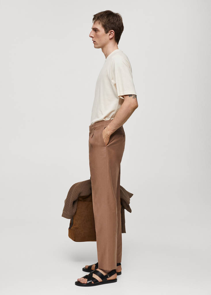 Slim-fit cotton and linen suit trousers — Burnt Orange