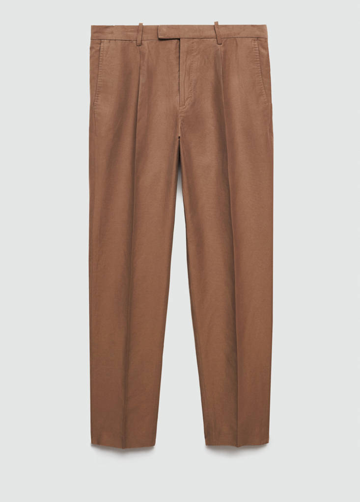Slim-fit cotton and linen suit trousers — Burnt Orange