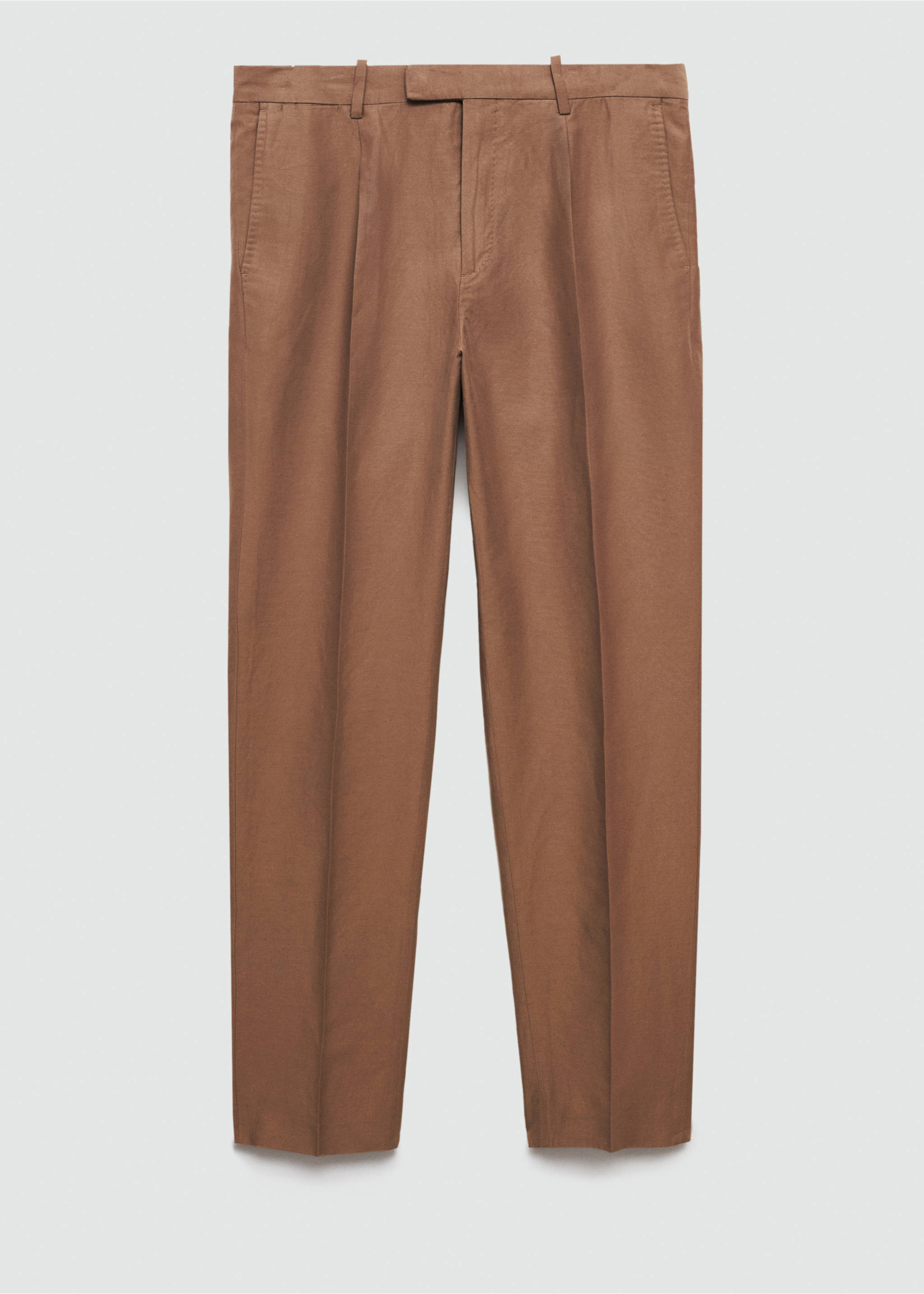 Slim-fit pantalon van katoen en linnen - Artikel zonder model, Oranjebruin. Ref: 67048269-00.