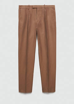 Slim-fit cotton and linen suit trousers — Burnt Orange 7
