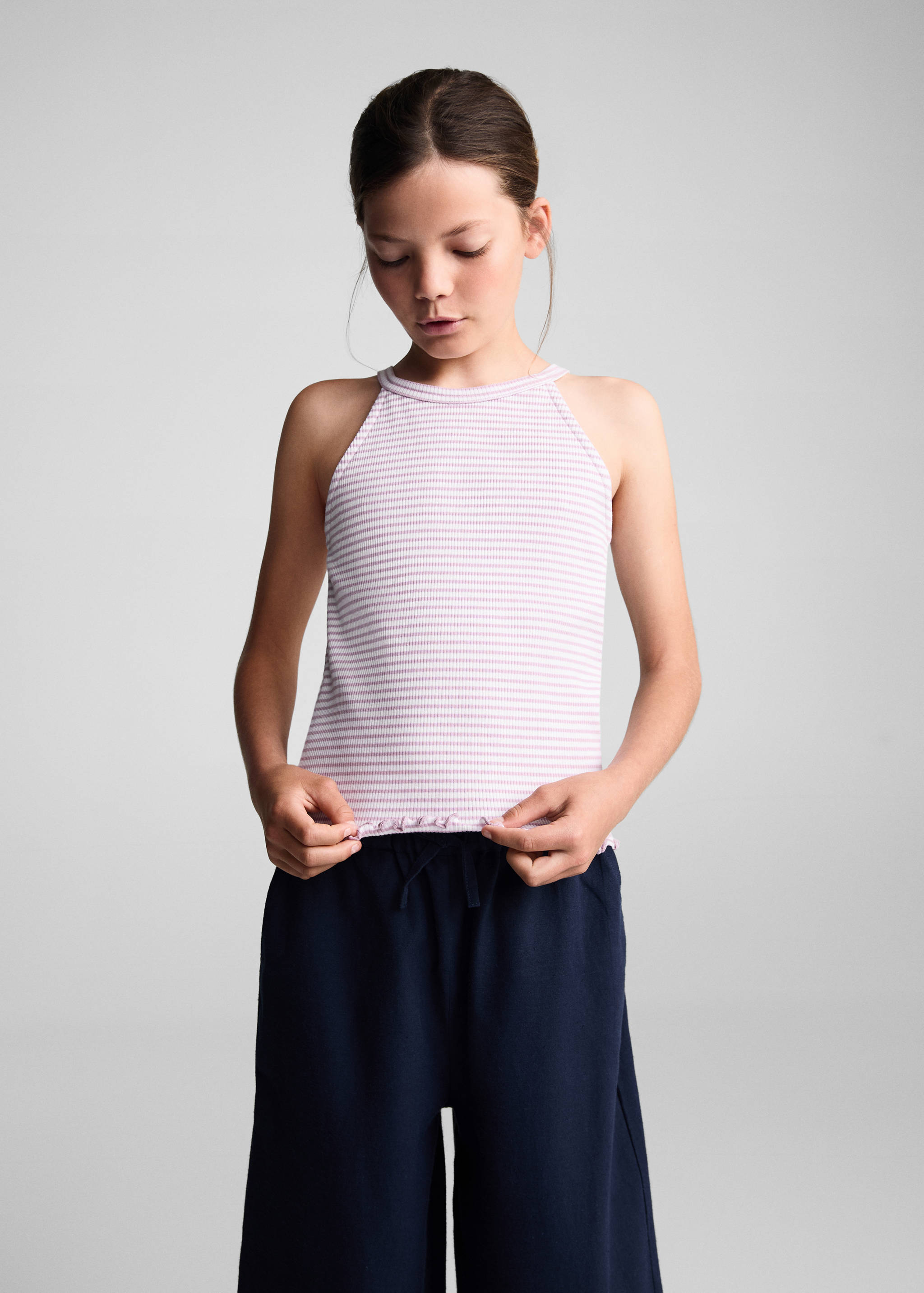 T-shirt bretelles à rayures - Plan moyen