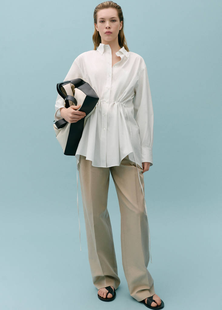 MANGO - Chemise froncée ouverture arrière blanc cassé - S