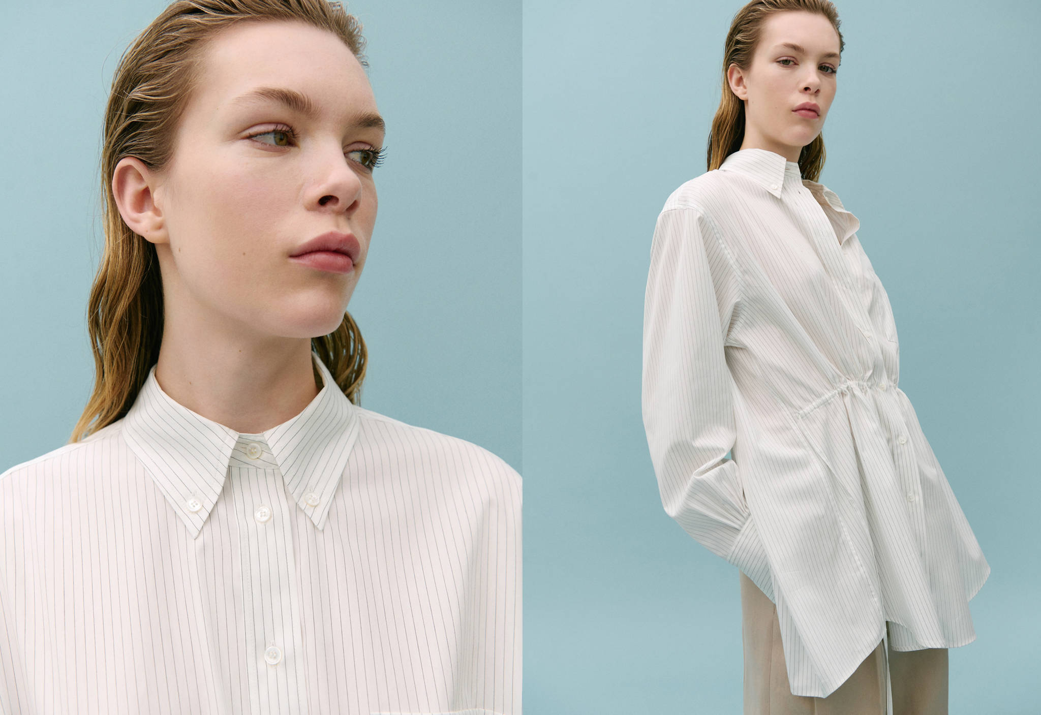 Shirt with gathered back opening - Panoramic plane