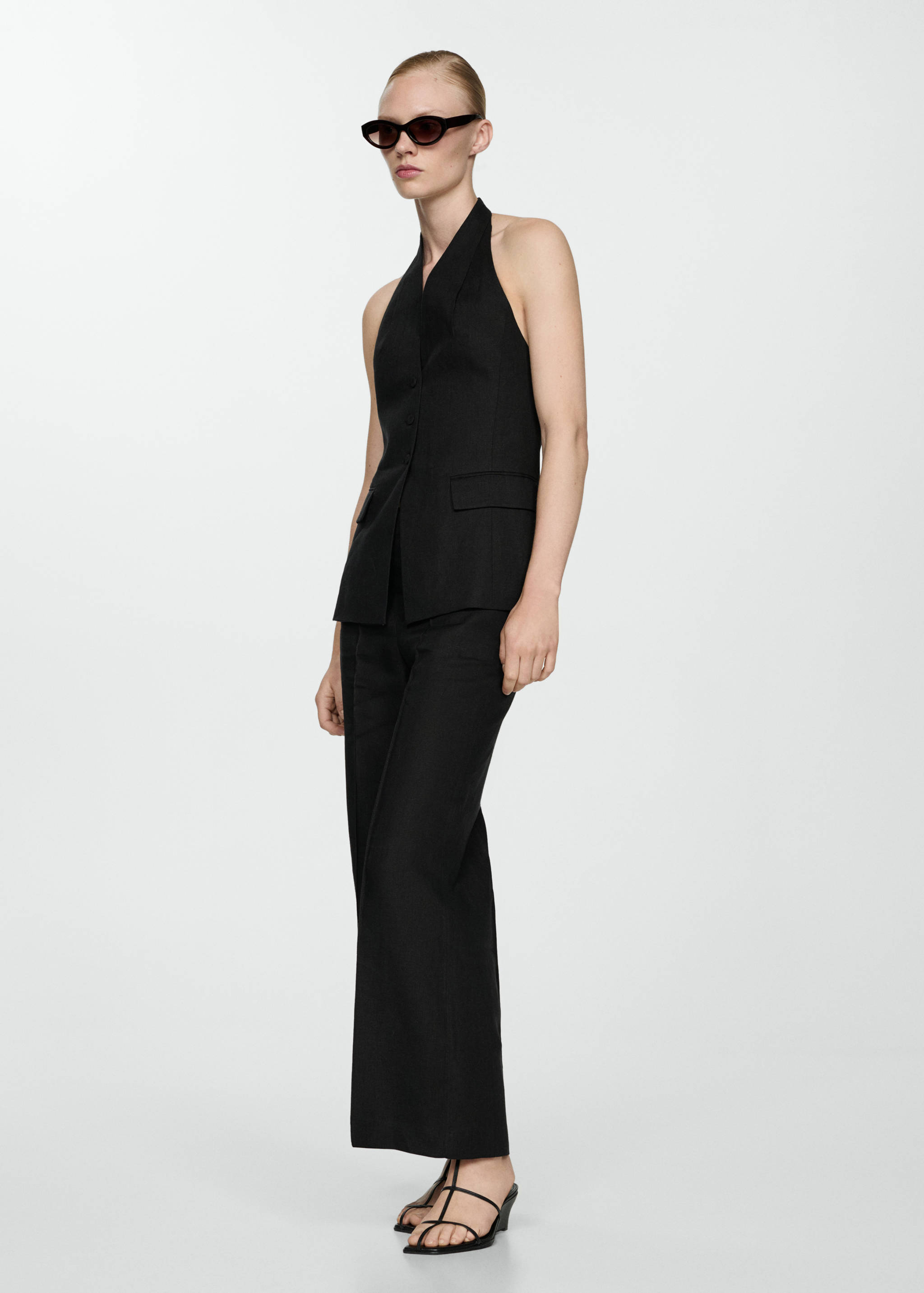 100% linen pants with pleats - General plane