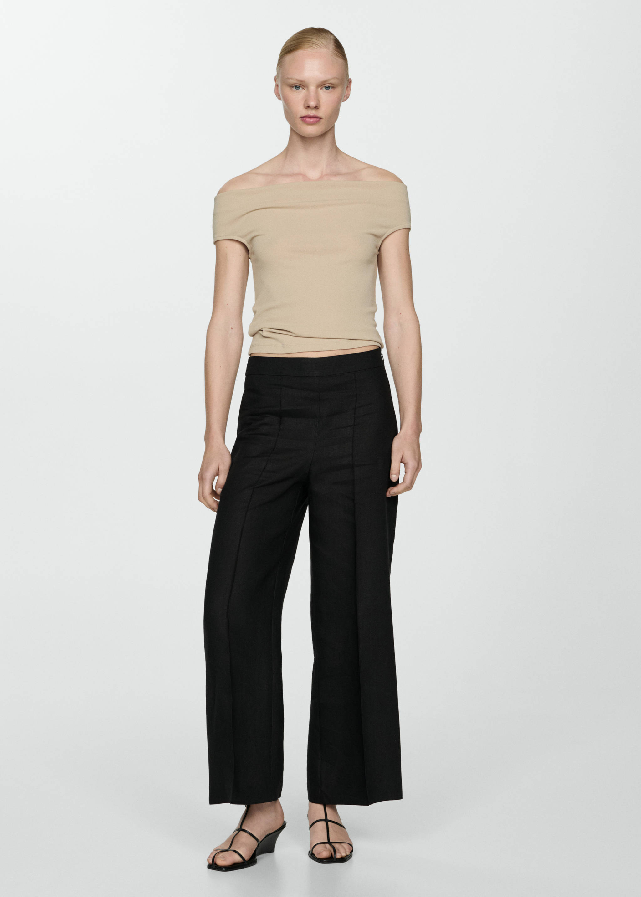 100% linen pants with pleats - Details of the article 2