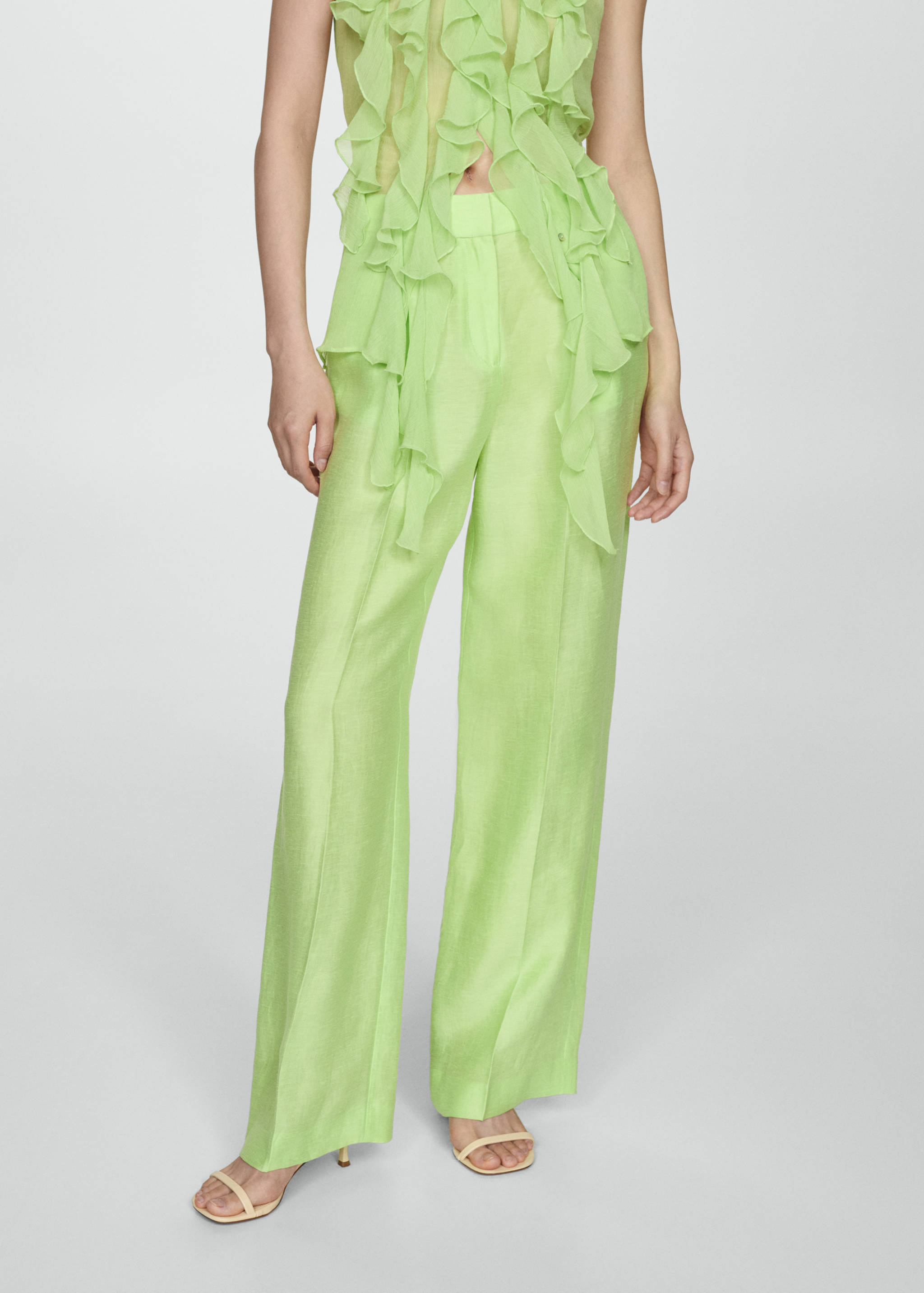 Pantalón lino wide leg - Plano medio