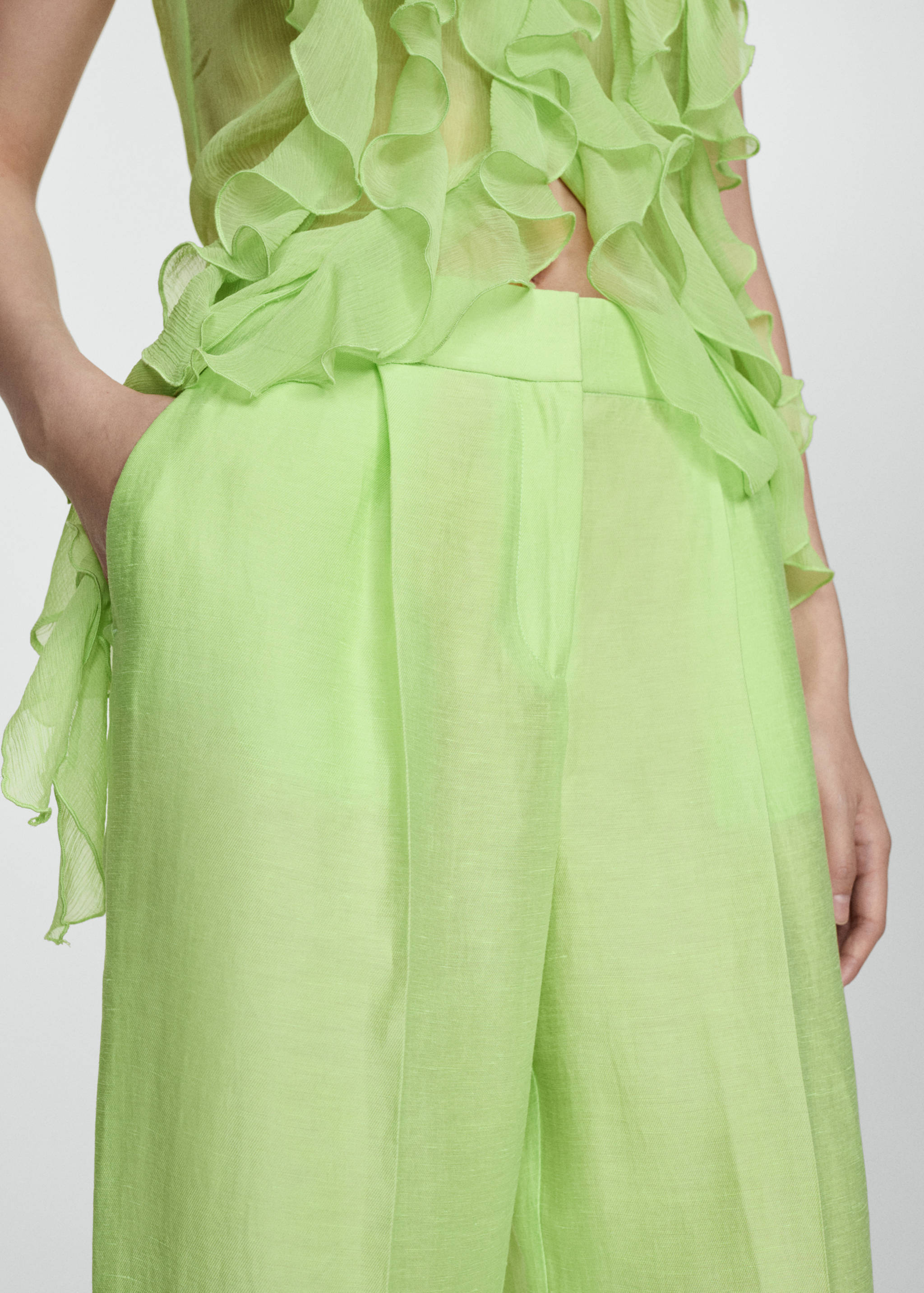 Pantalón lino wide leg - Detalle del artículo 1