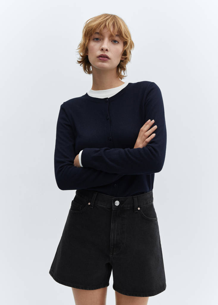 High-rise denim shorts — Black denim