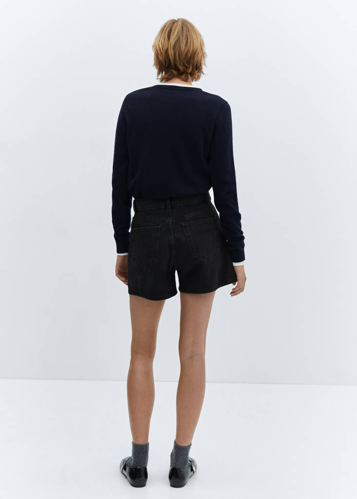 High-rise denim shorts — Black denim