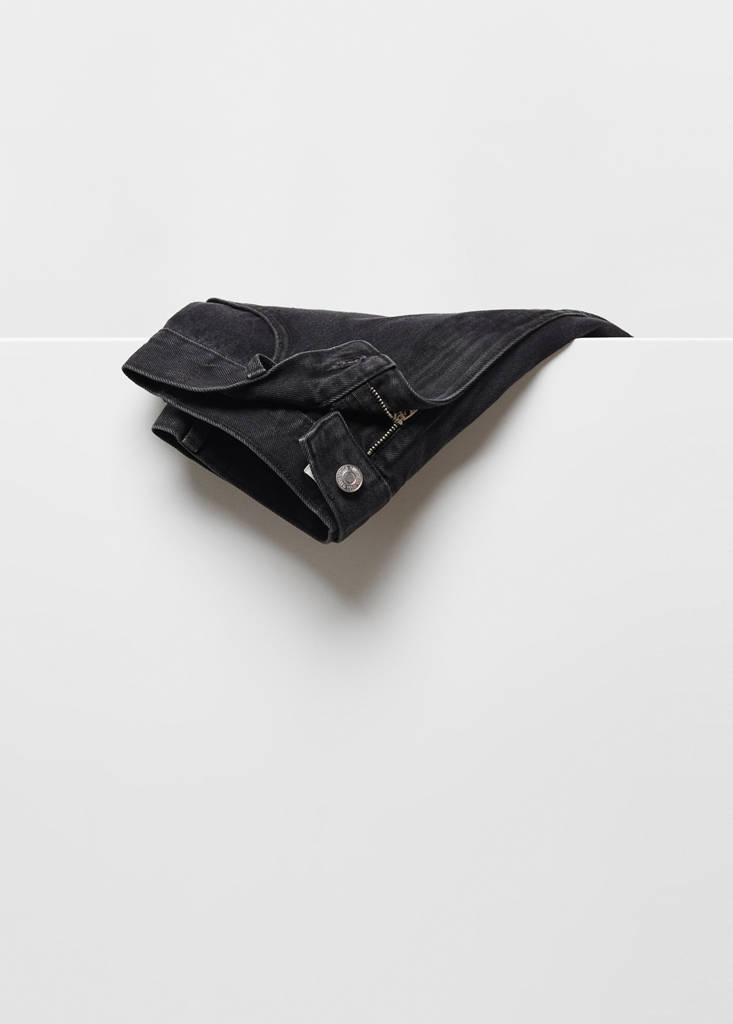 High-rise denim shorts — Black denim