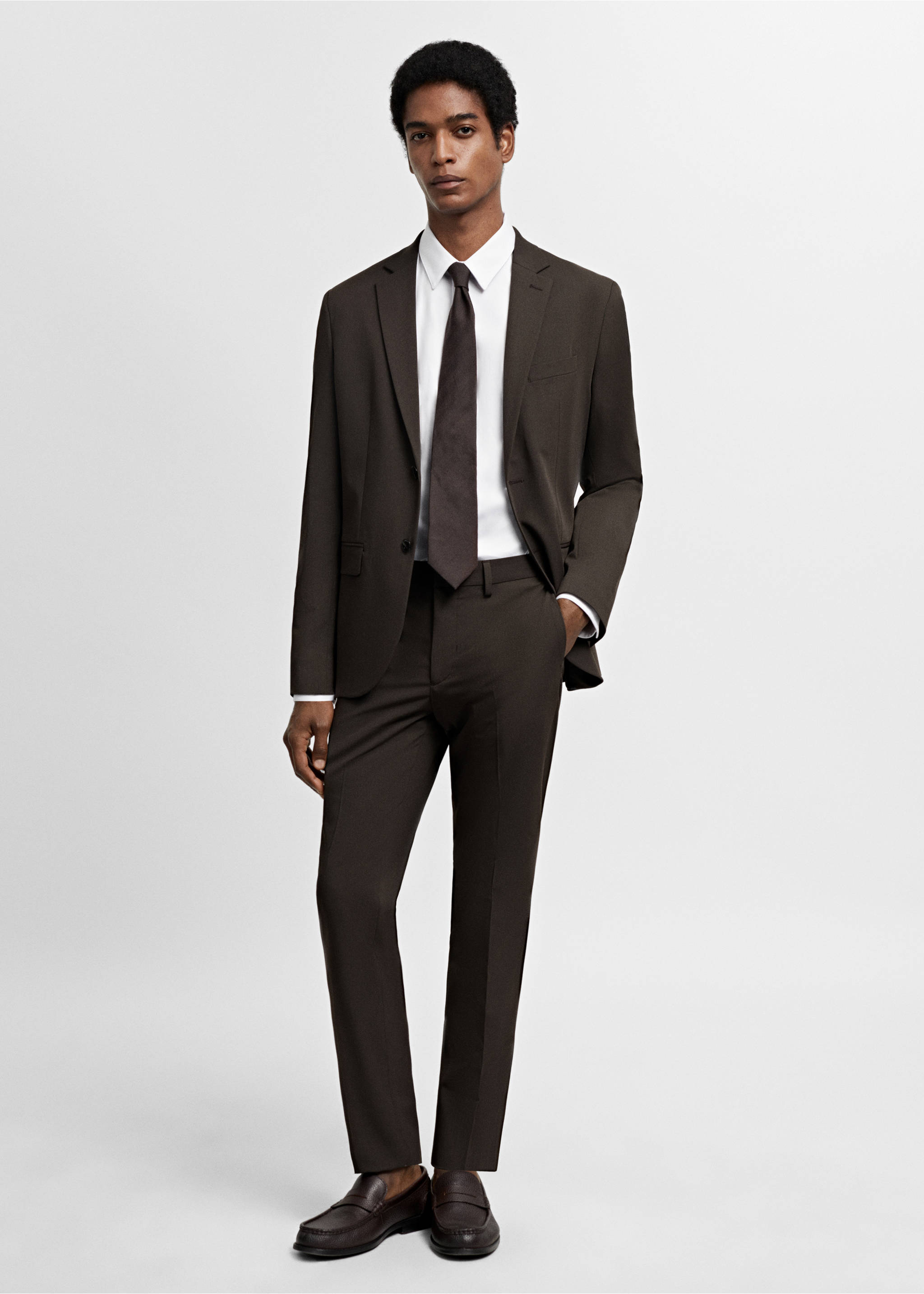 Костюмная рубашка super slim fit из поплина - Общий план, Белый. Ref: 67050268-00.