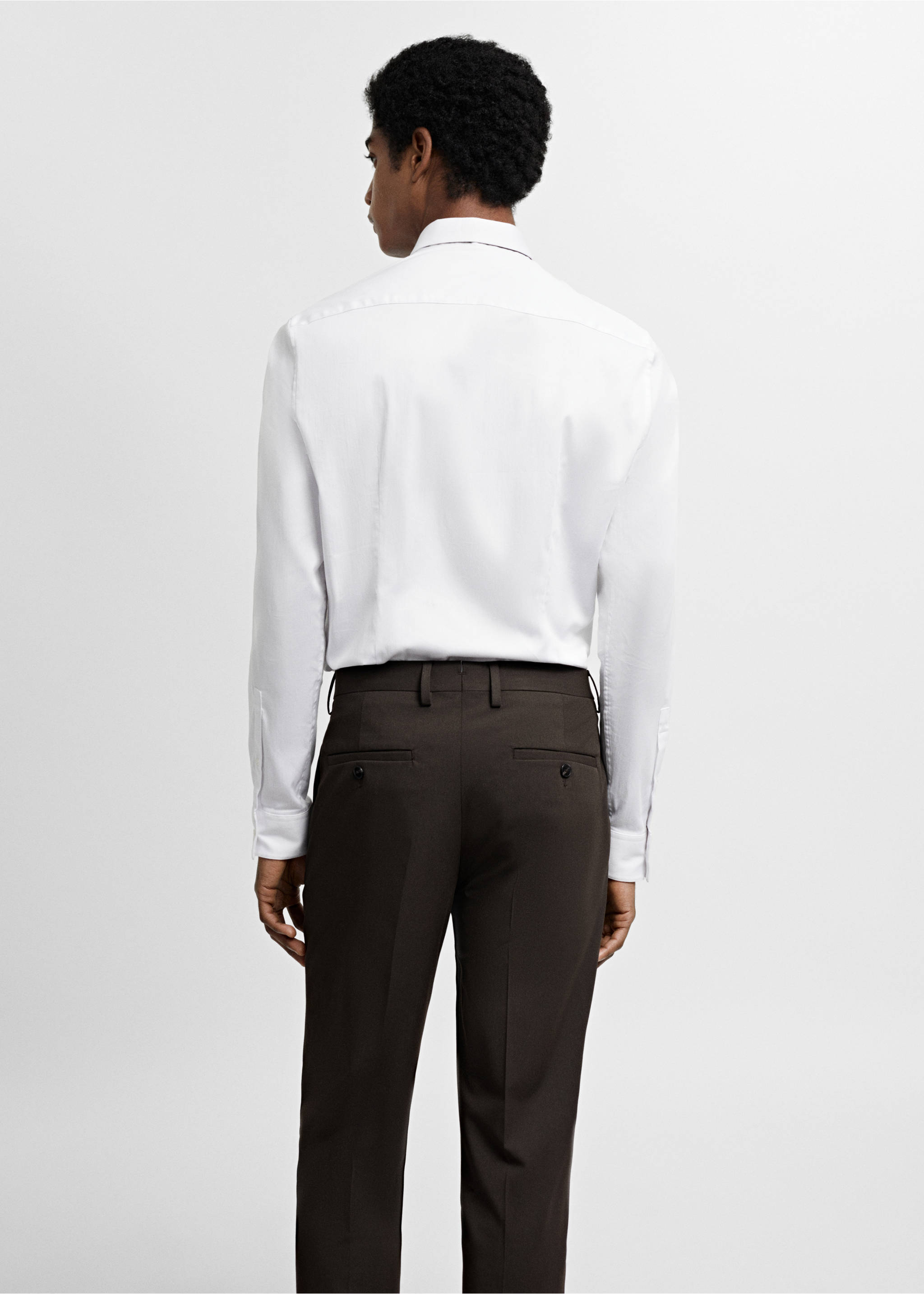 Костюмная рубашка super slim fit из поплина - Обратная сторона изделия, Белый. Ref: 67050268-00.