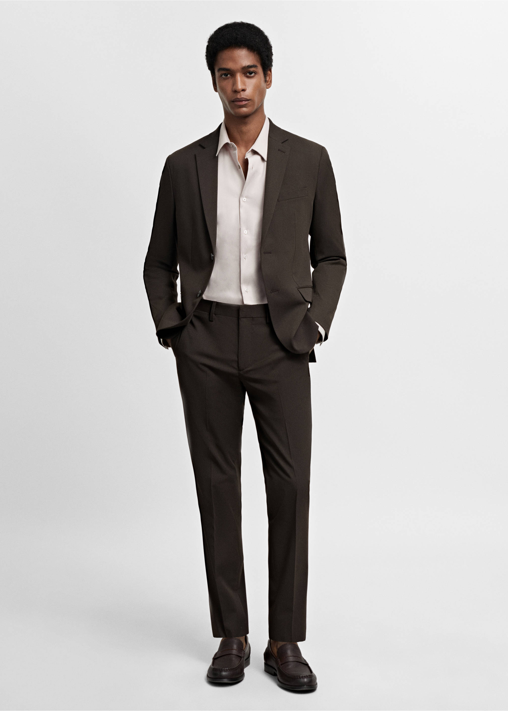 Костюмная рубашка super slim fit из поплина - Общий план, Пастельный светло-серый. Ref: 67050268-00.