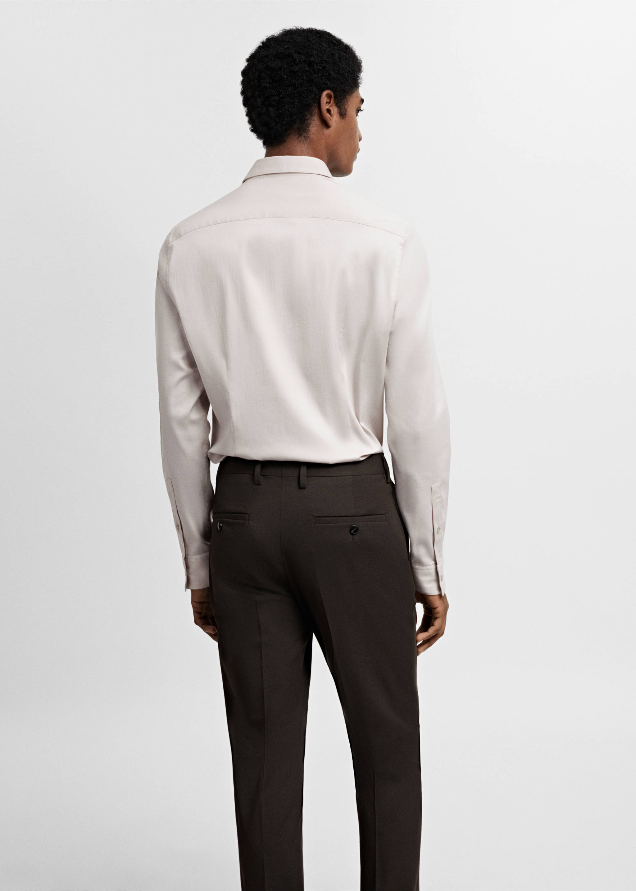 Костюмная рубашка super slim fit из поплина - Обратная сторона изделия, Пастельный светло-серый. Ref: 67050268-00.
