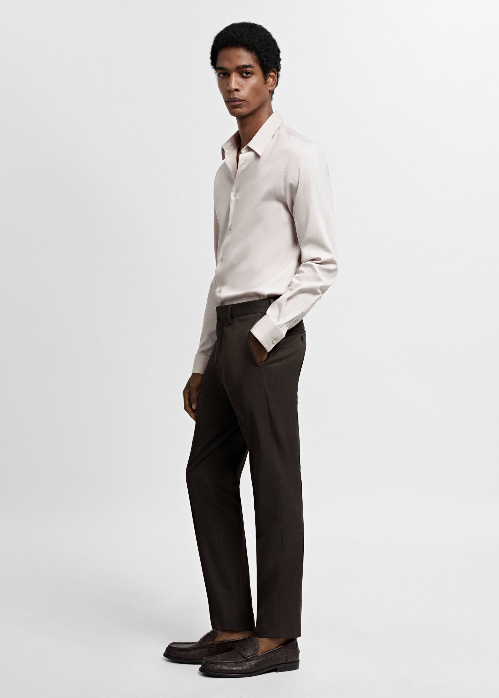 Костюмная рубашка super slim fit из поплина - Деталь изделия 2, Пастельный светло-серый. Ref: 67050268-00.