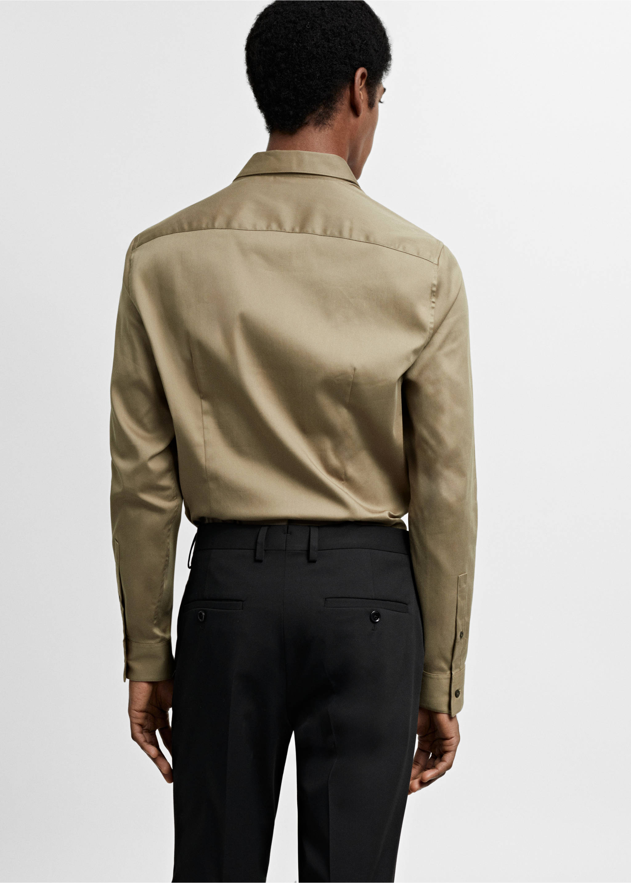 Super slim-fit poplin suit shirt - Reverse of the article, Green. Ref: 67050268-00.