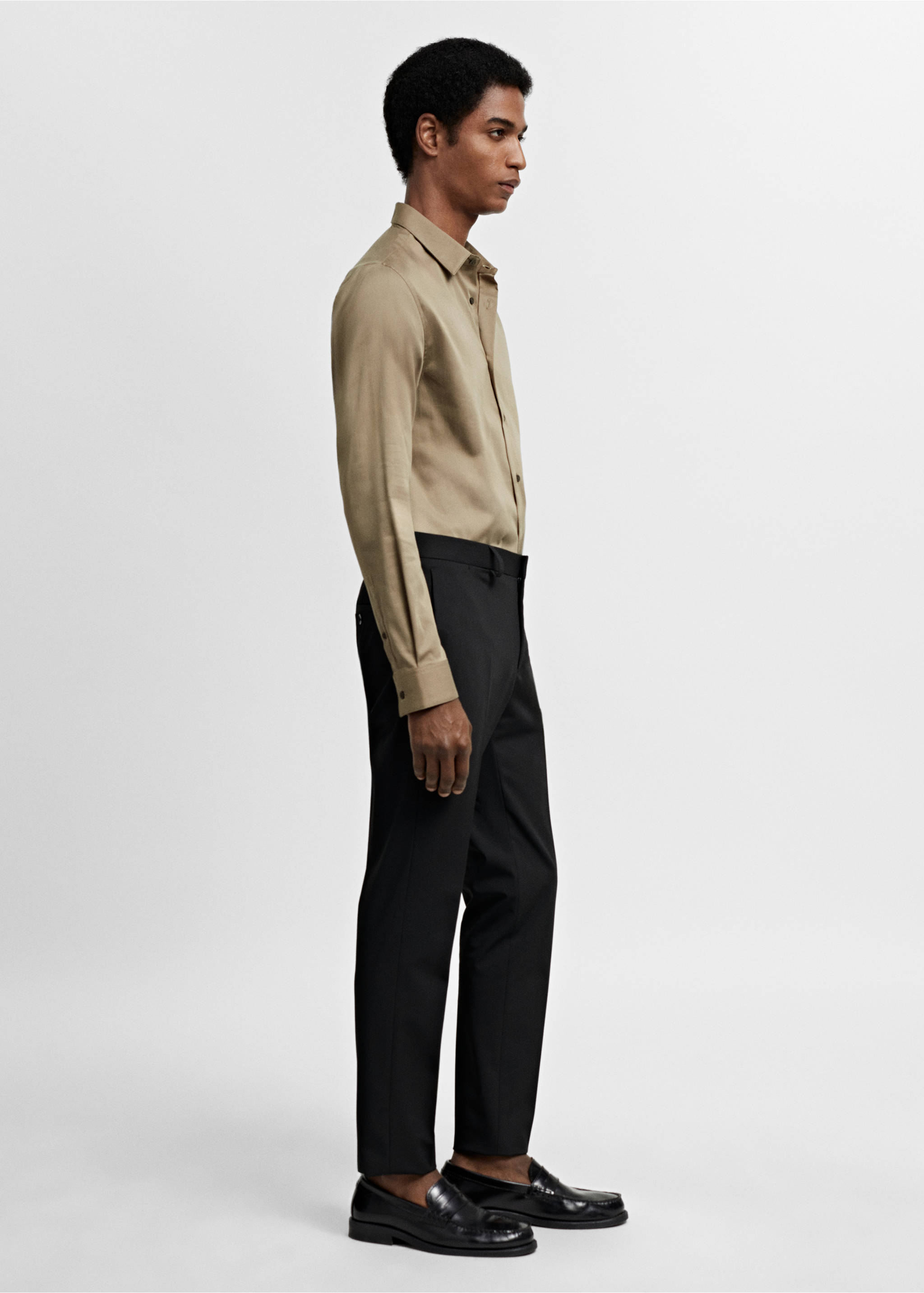 Super slim-fit poplin suit shirt - Details of the article 2, Green. Ref: 67050268-00.