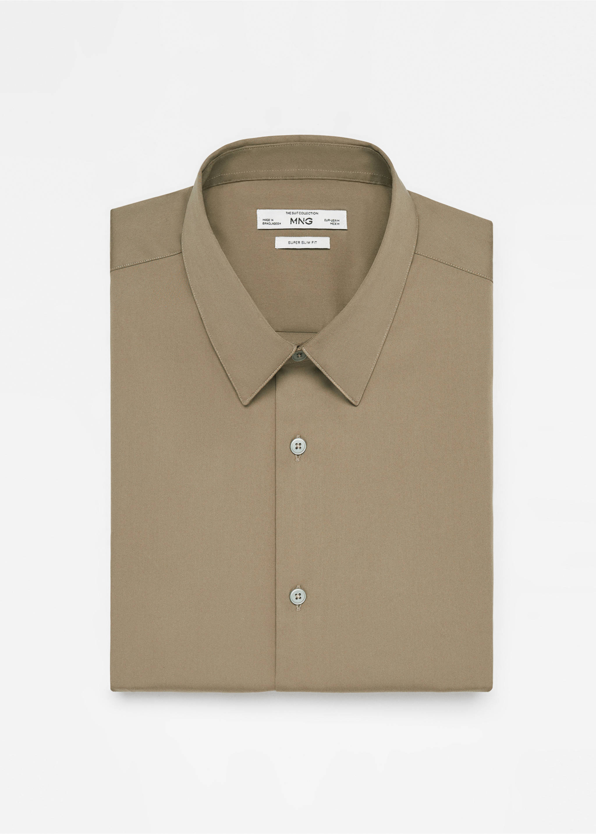 Super slim-fit poplin suit shirt - Details of the article 8, Green. Ref: 67050268-00.