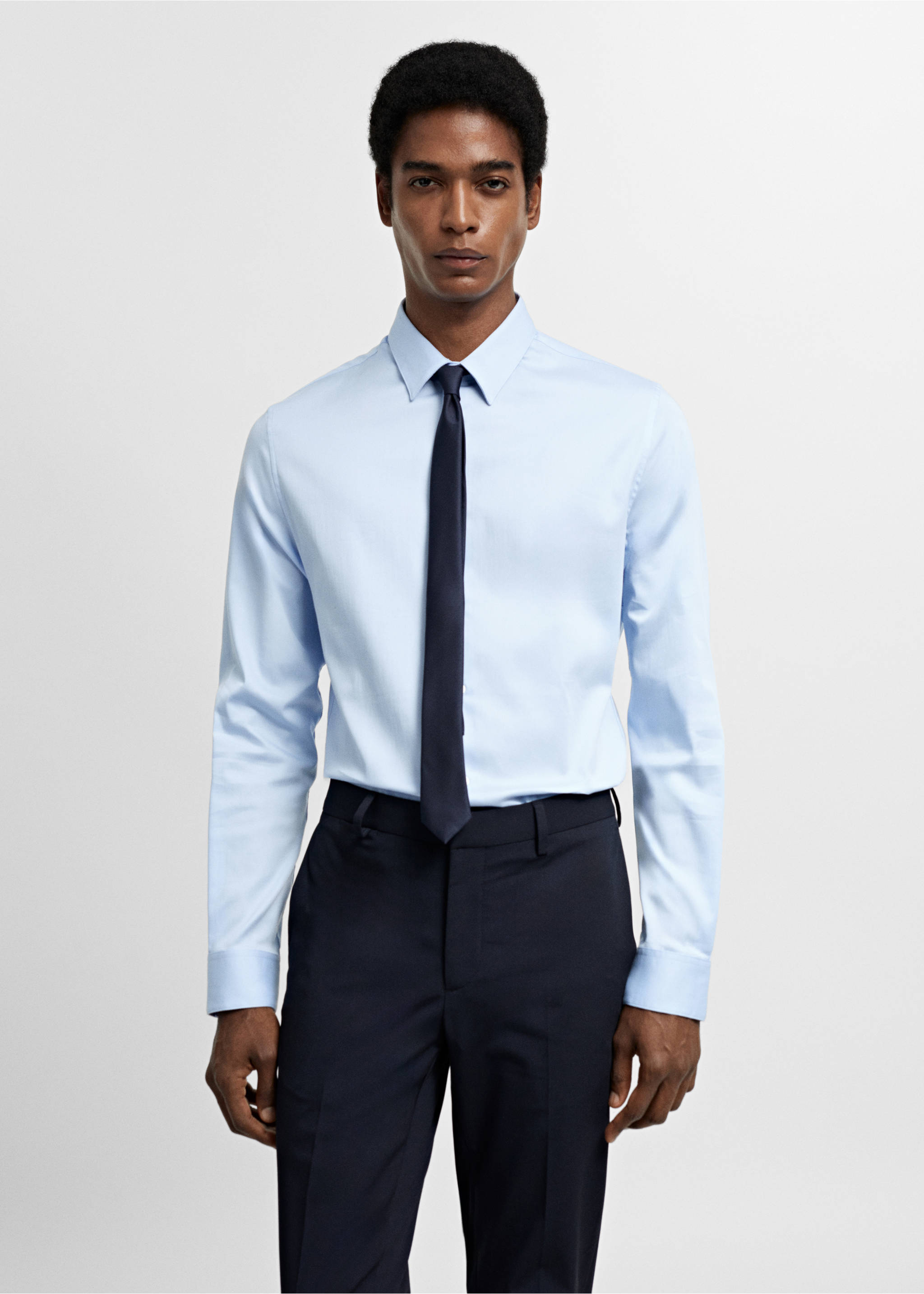 Super slim-fit poplin suit shirt - Medium plane, Sky Blue. Ref: 67050268-00.