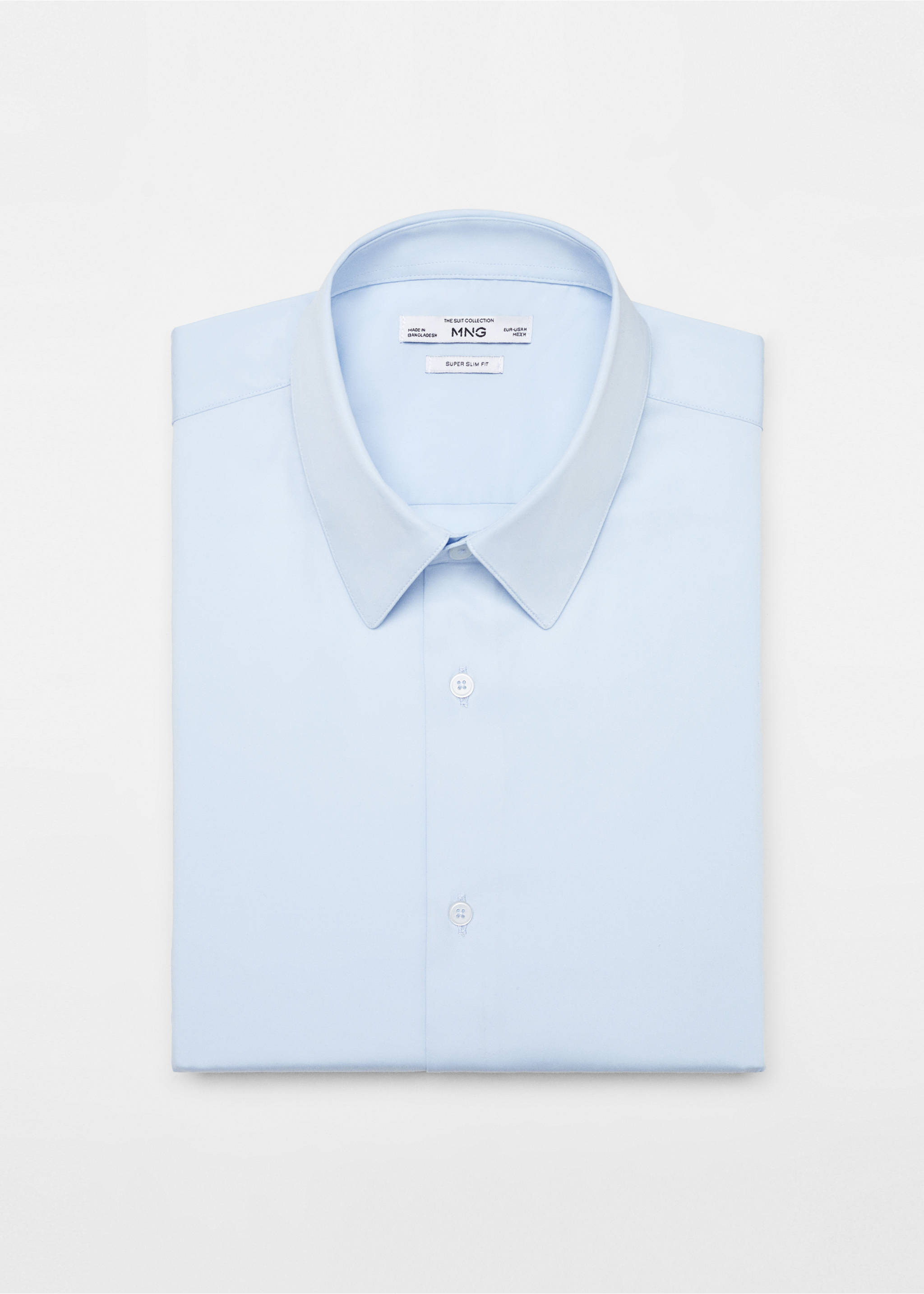 Super slim-fit poplin suit shirt - Details of the article 8, Sky Blue. Ref: 67050268-00.