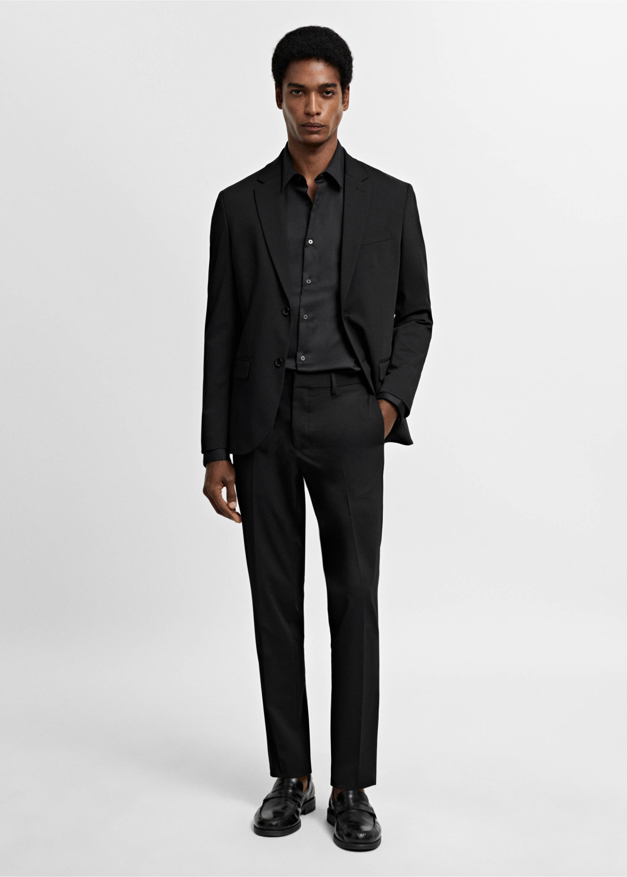 Super slim-fit poplin suit shirt - General plane, Black. Ref: 67050268-00.