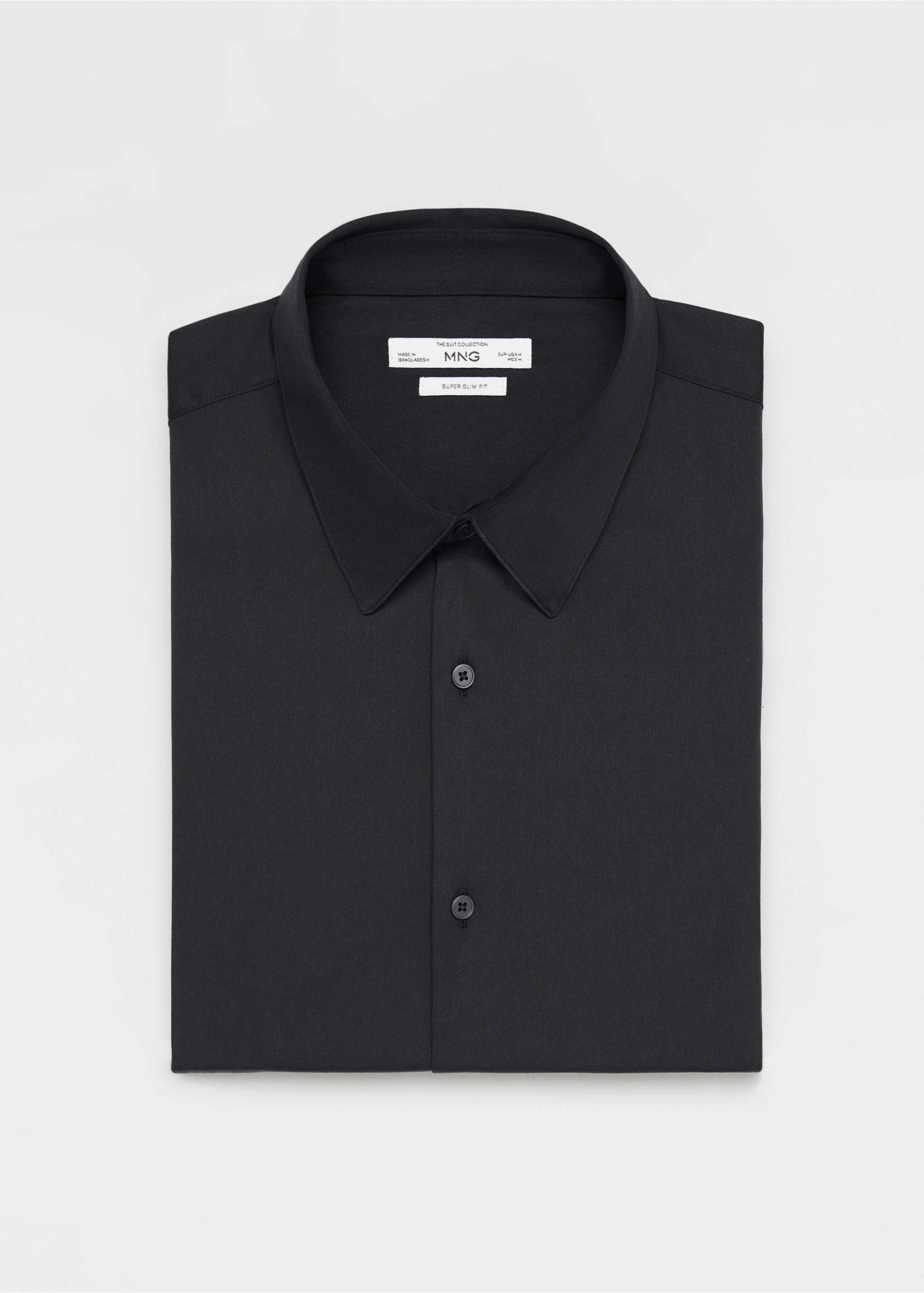 Super slim-fit poplin suit shirt - Details of the article 8, Black. Ref: 67050268-00.
