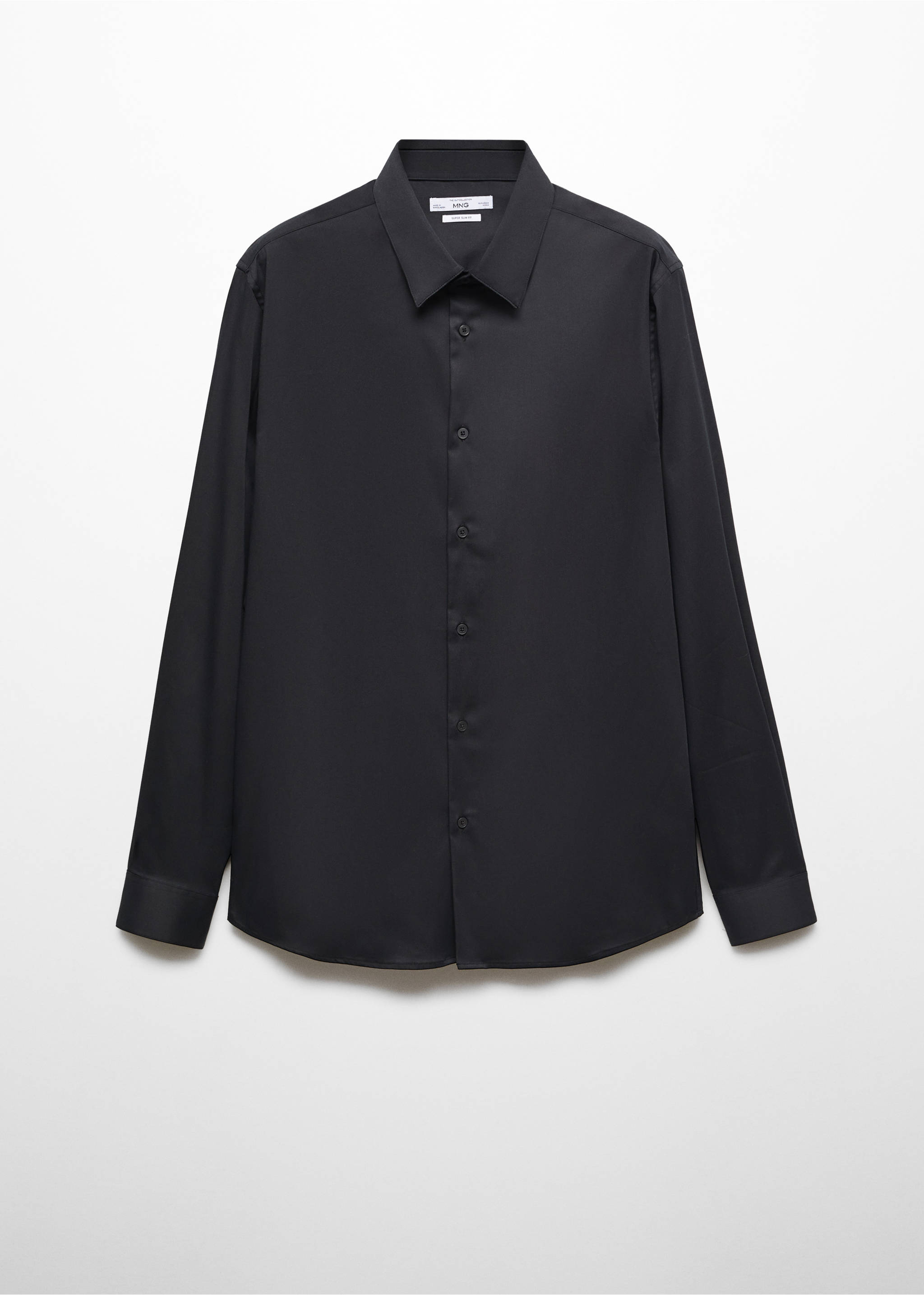 Super slim-fit poplin suit shirt - Article without model, Black. Ref: 67050268-00.
