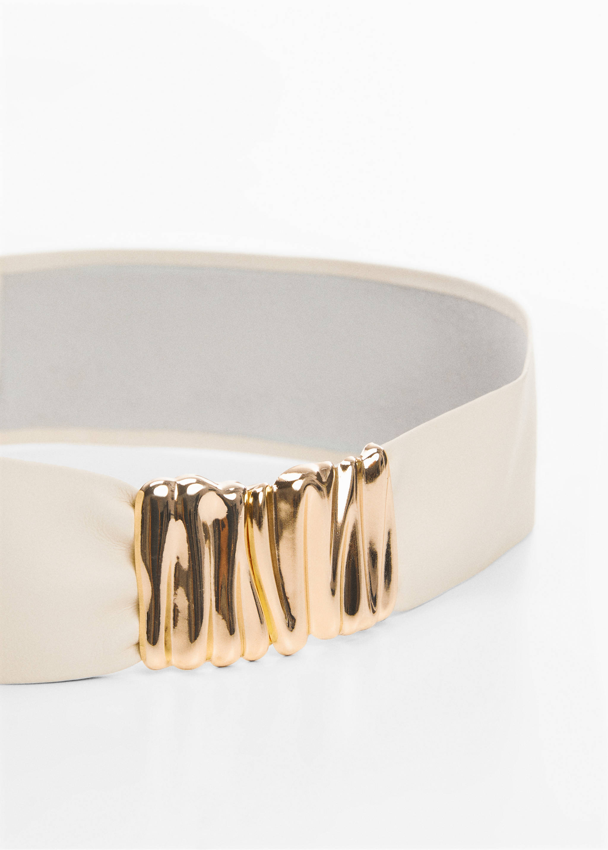 Embossed buckle leather belt - Medium plane