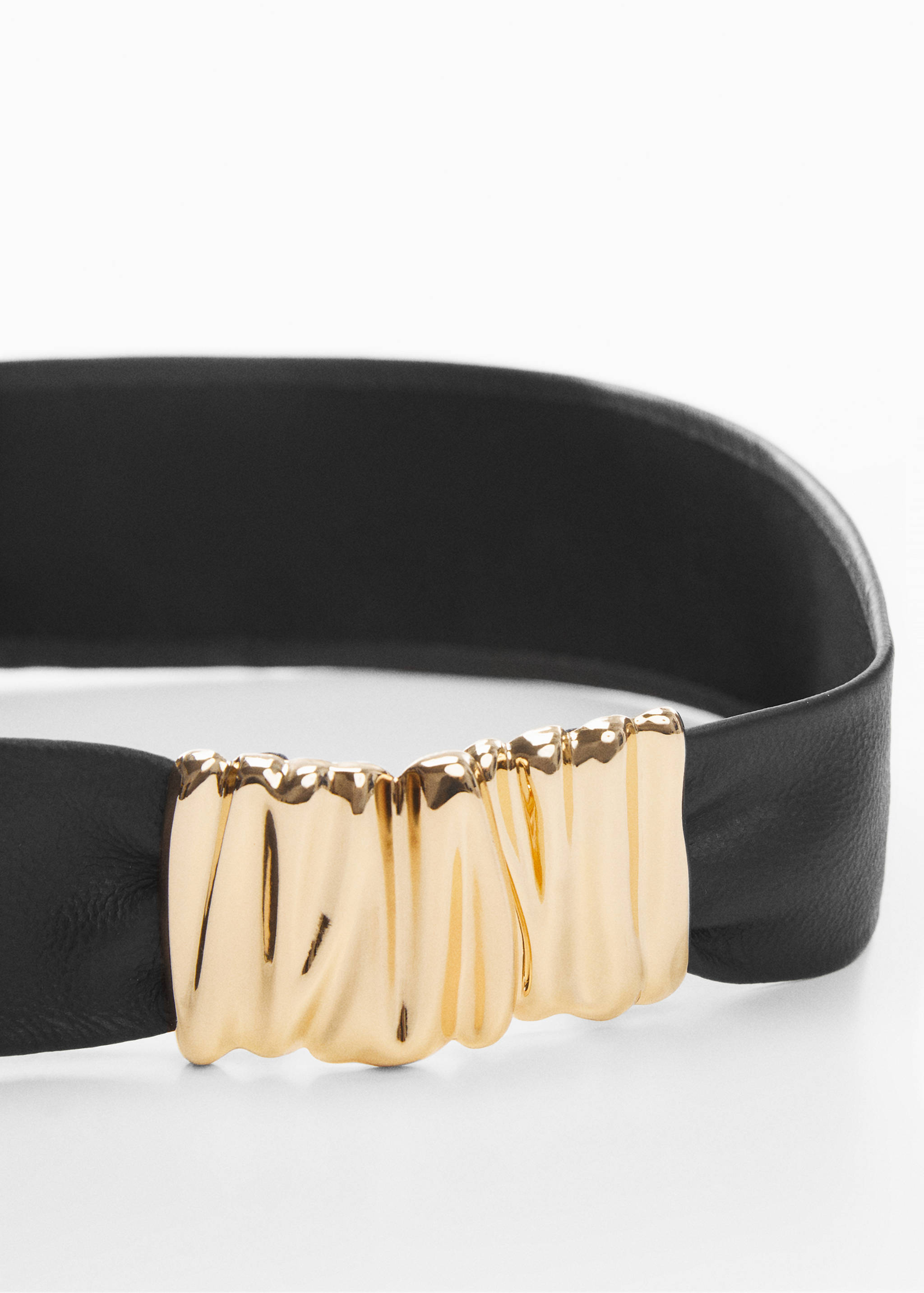 Embossed buckle leather belt - Medium plane